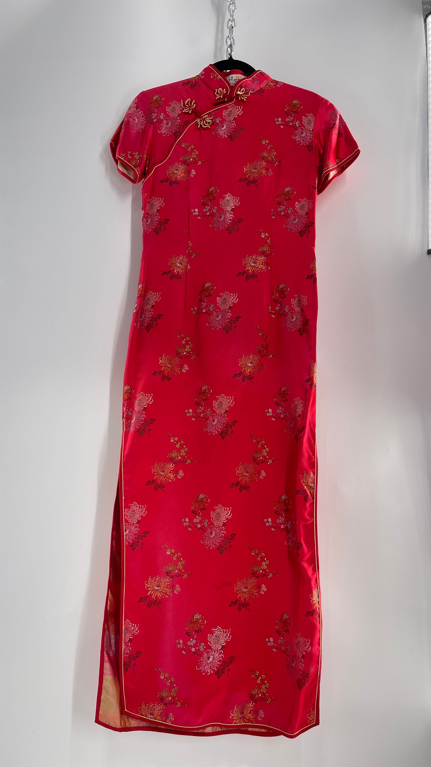 Vintage Golden Bee Silk Chinese QiPao (C) (36)