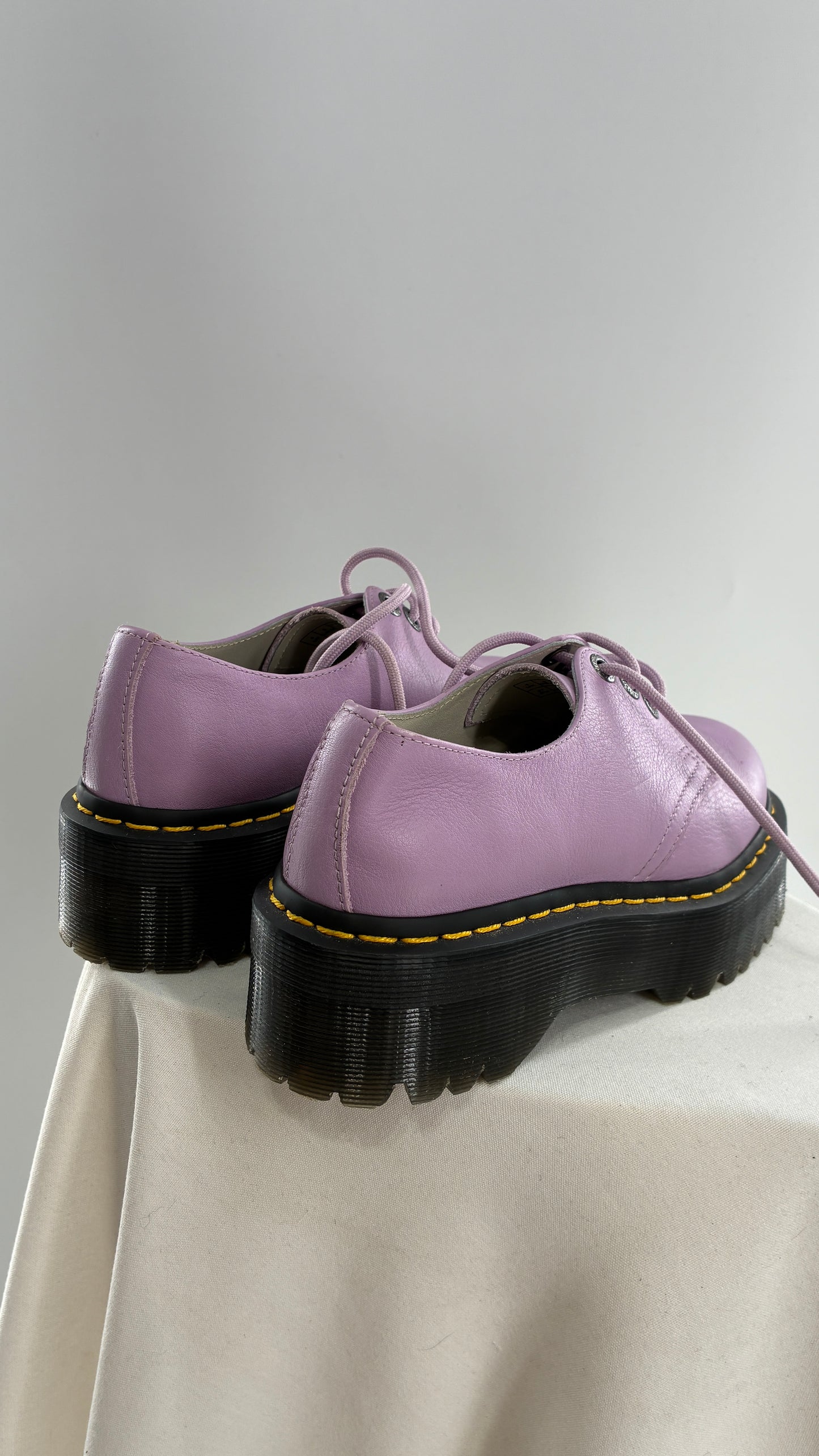 Vintage Dr. Martens 1461 Quad II, Lilac Purple, Pisa Leather Platform Oxfords (6)