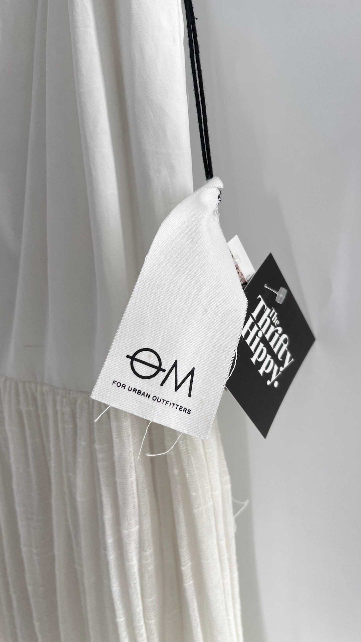 ØM Objects Without Meaning White Dress with Woven Skirt and Tags Attached (Large)