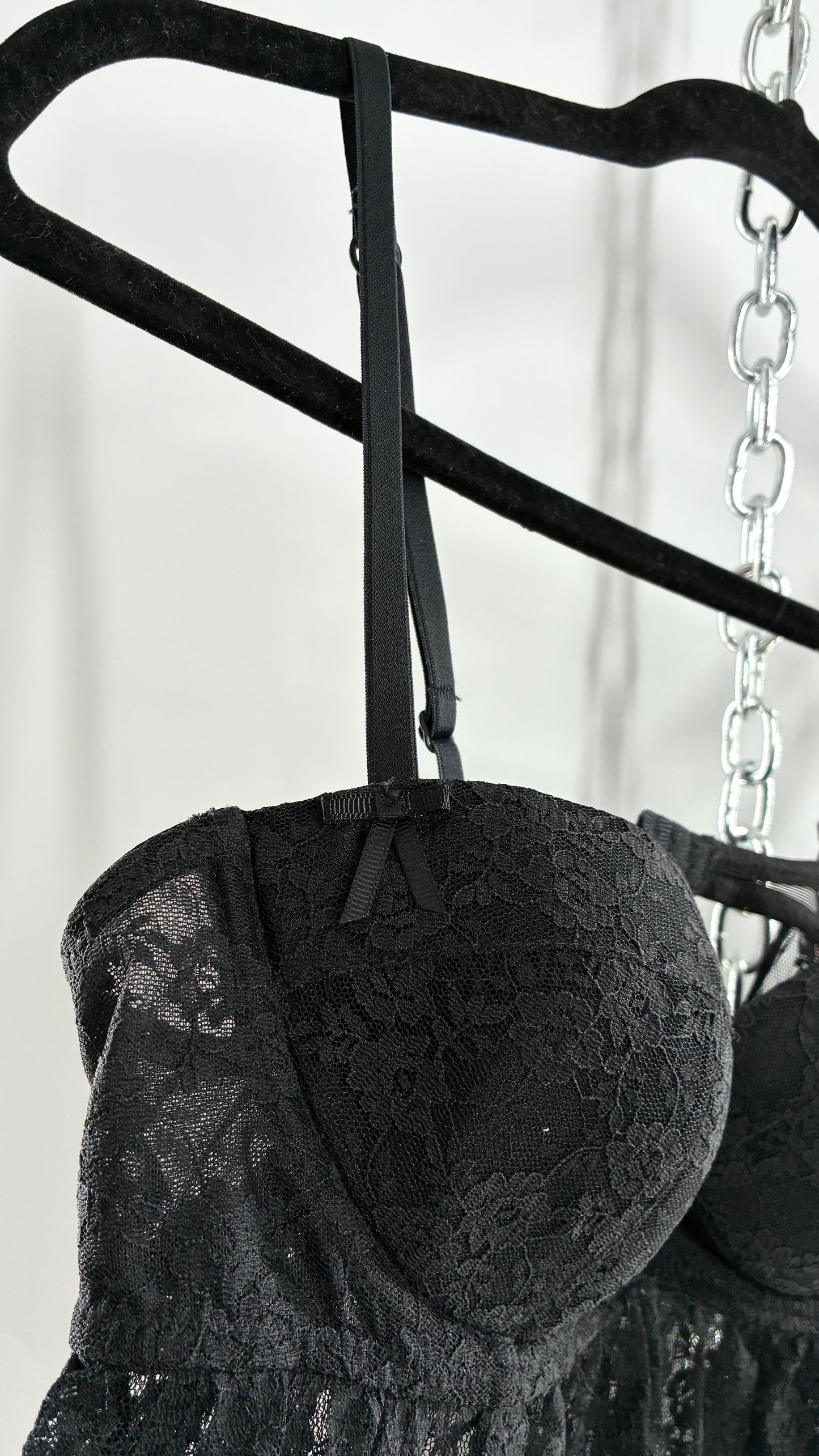 Vintage Victorias Secret Black Lace Babydoll Full Camisole (36C)