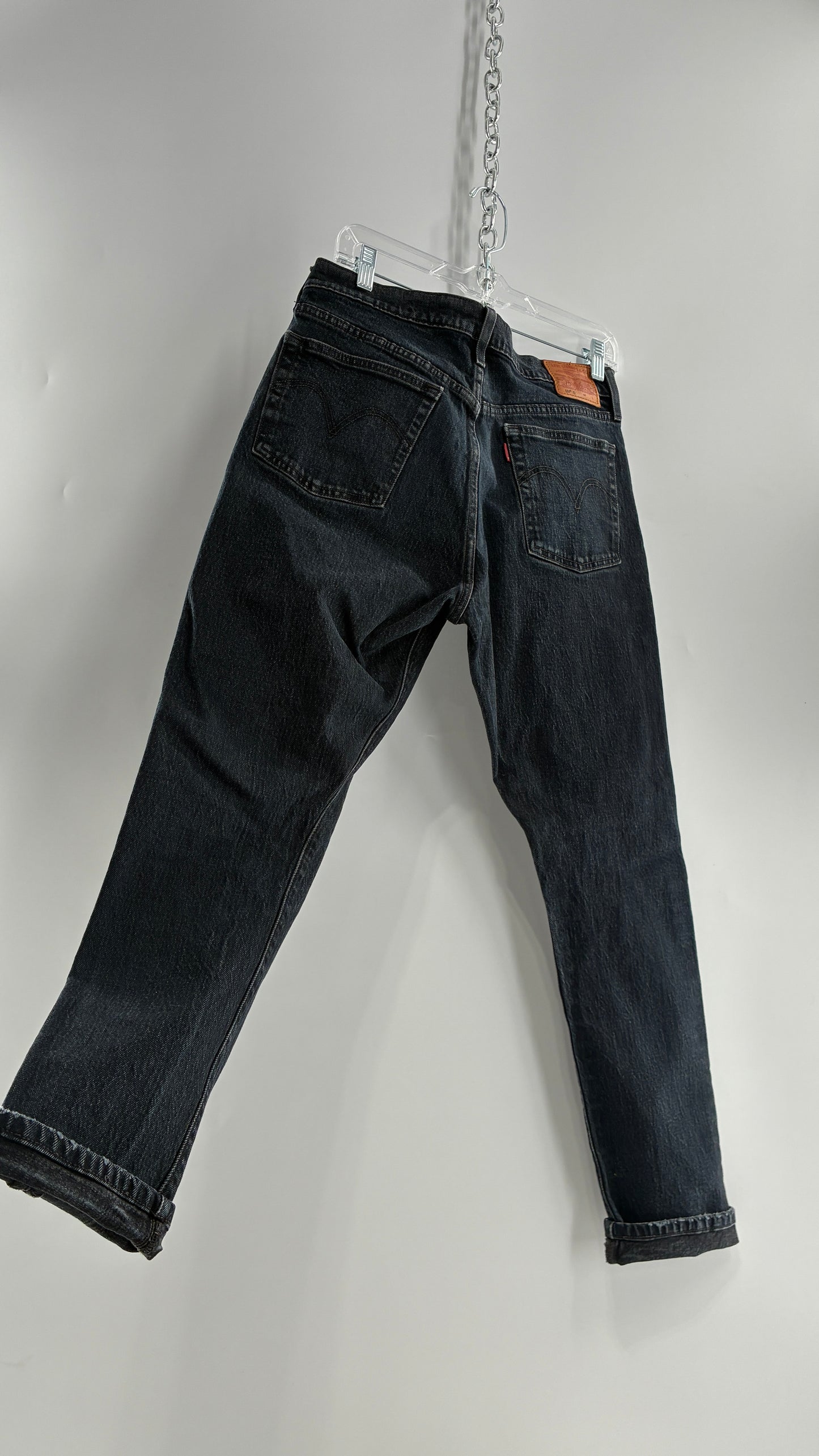 Vintage LEVI Dark Wash Distressed Denim 501s (30x28)