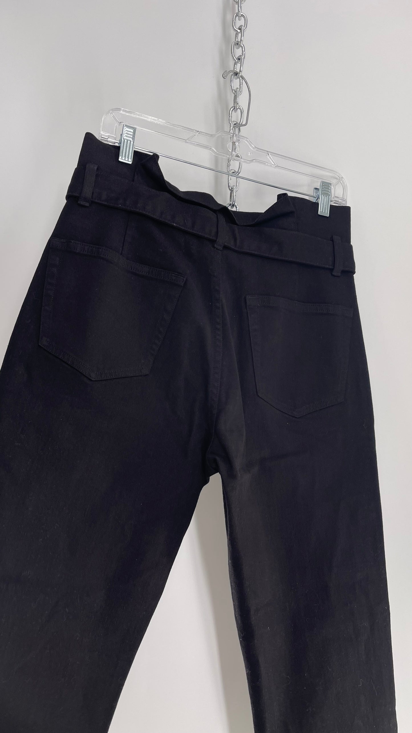 FRAME Black Denim Tie Waist Straight Legs with Tags Attached (28)
