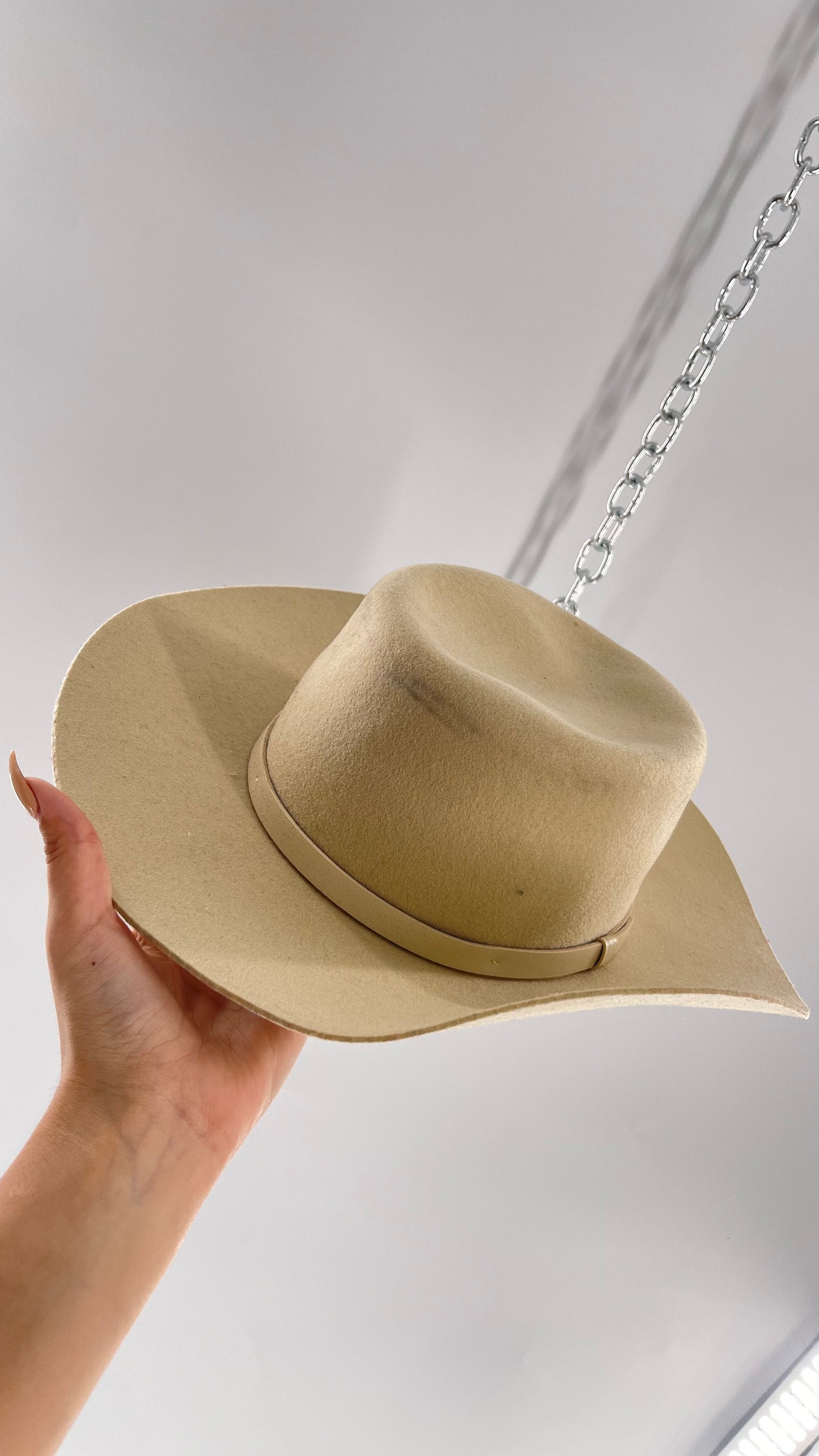 Free People Beige 100% Wool Wide Brimmed Sun Hat
