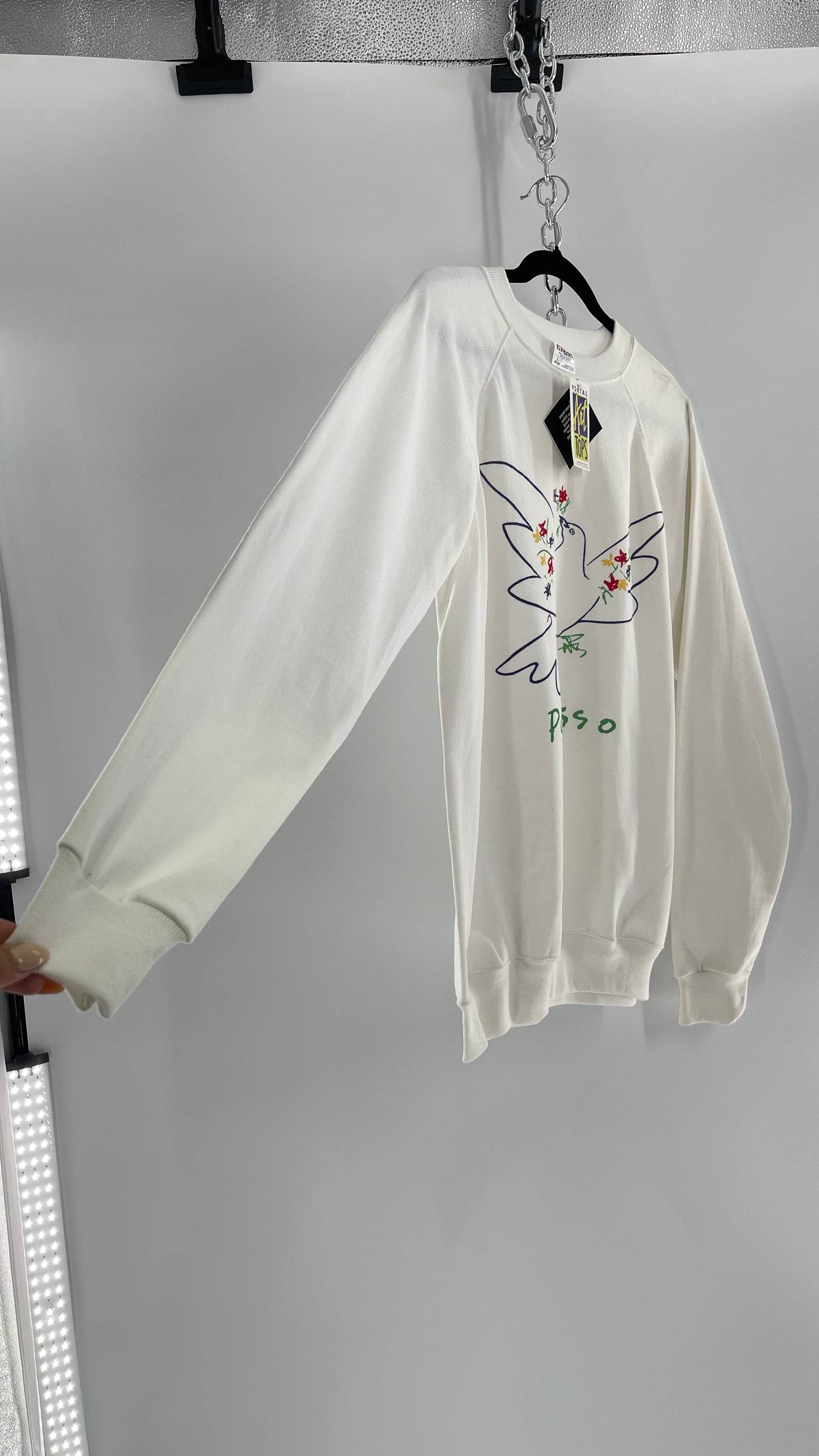 Deadstock Vintage Picasso Dove Doodle Crewneck Portal Art Tops Tag (Large)