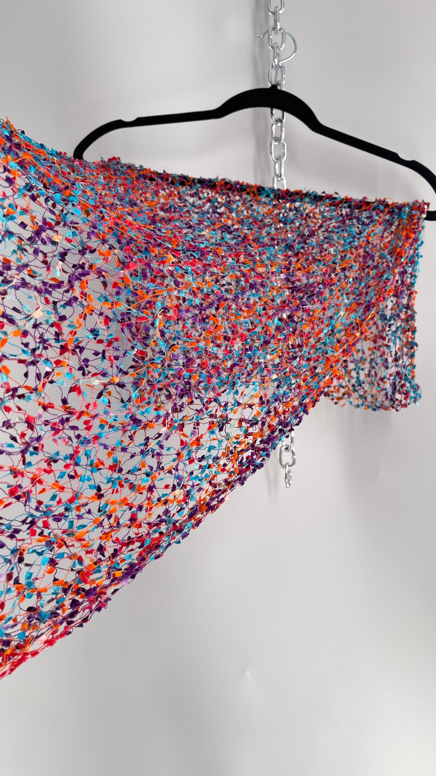 Vintage Negative Space Confetti Scarf Red, Teal, Orange, Blue