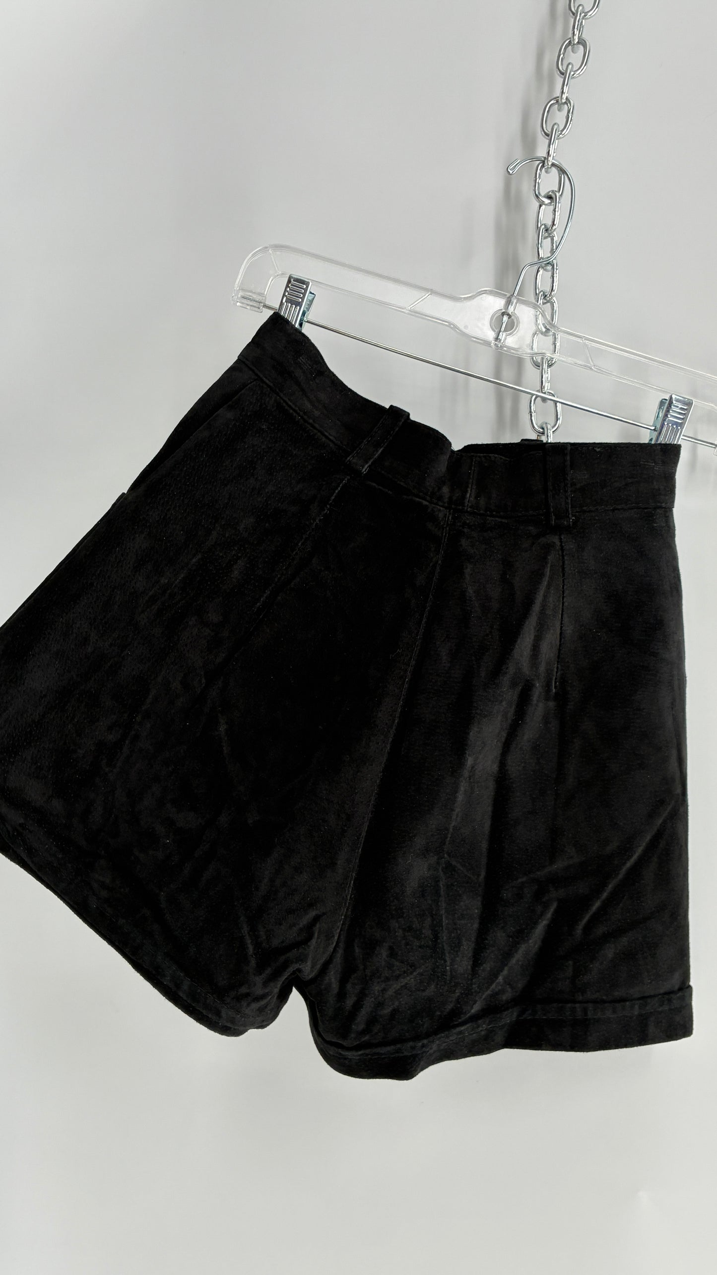 Vintage NEVADA BLUE Black Genuine Suede High Waisted Shorts (XS)