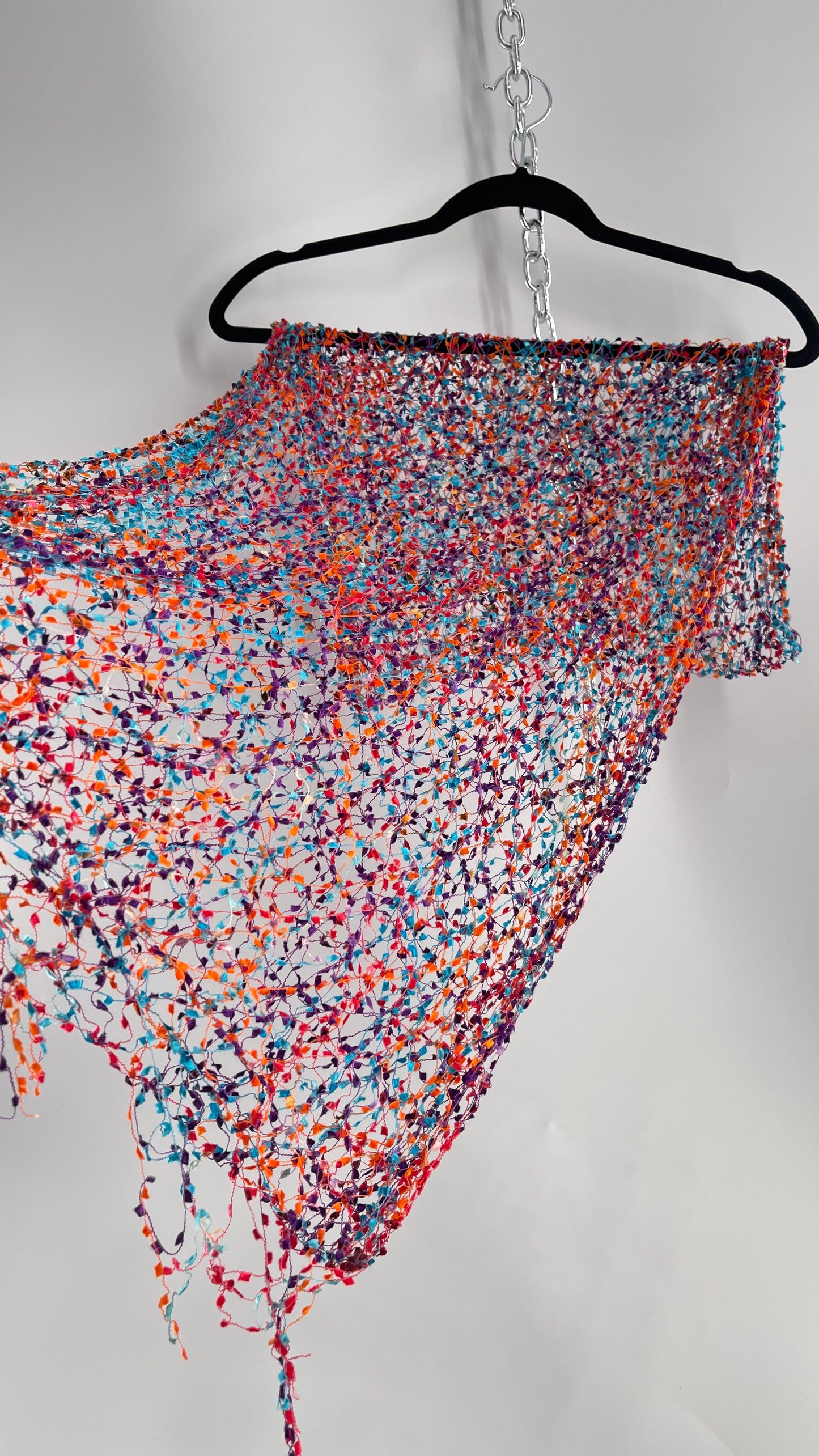 Vintage Negative Space Confetti Scarf Red, Teal, Orange, Blue