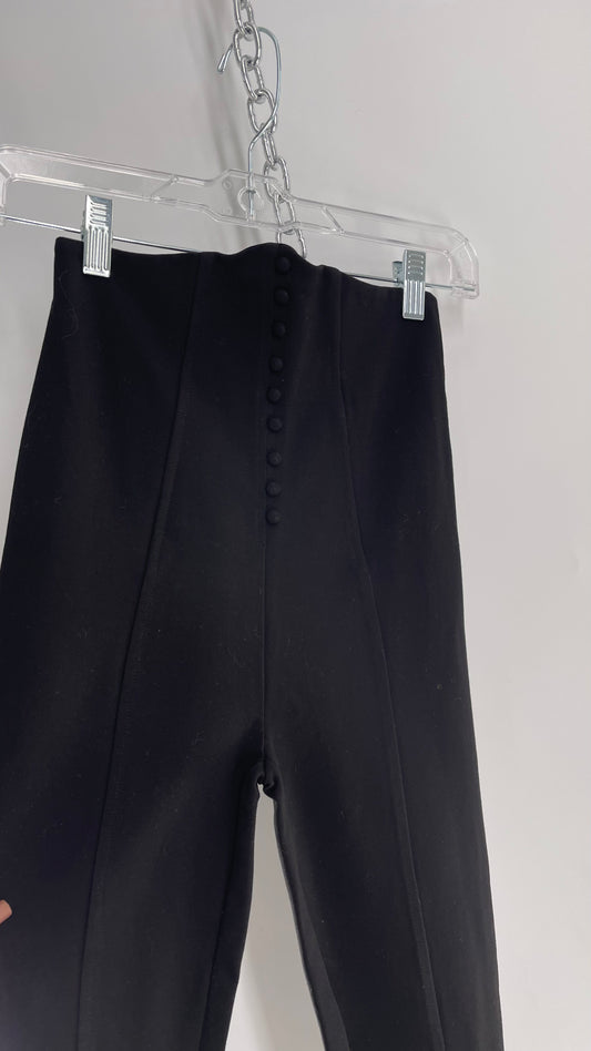 Urban Outfitters Silence + Noise Black High Waisted Pleated Pants with Built In Buttoned/Corset Detailing  (XS)