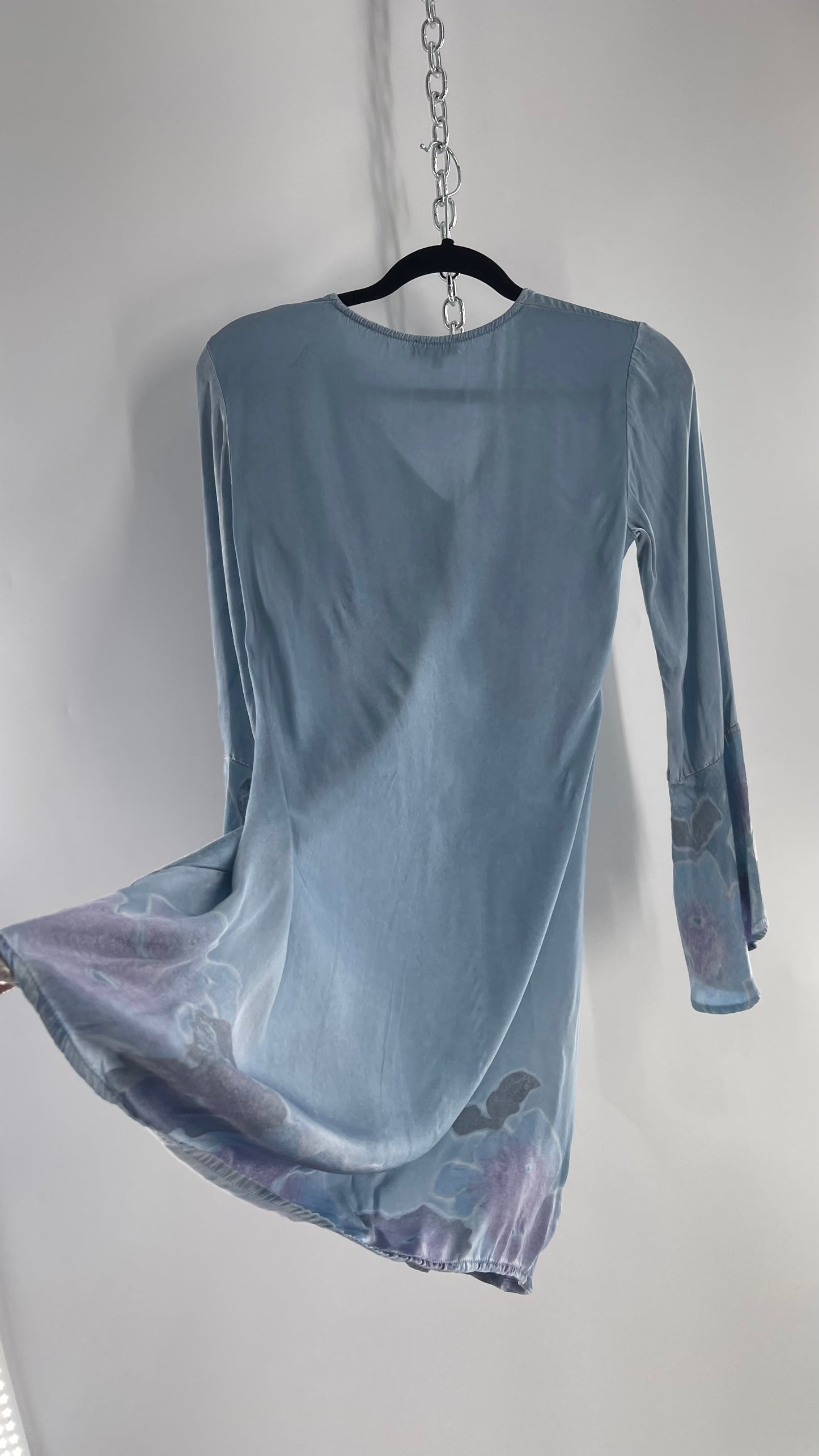 Rays for Days Powder Blue Silky Bell Sleeve Dress (XS)