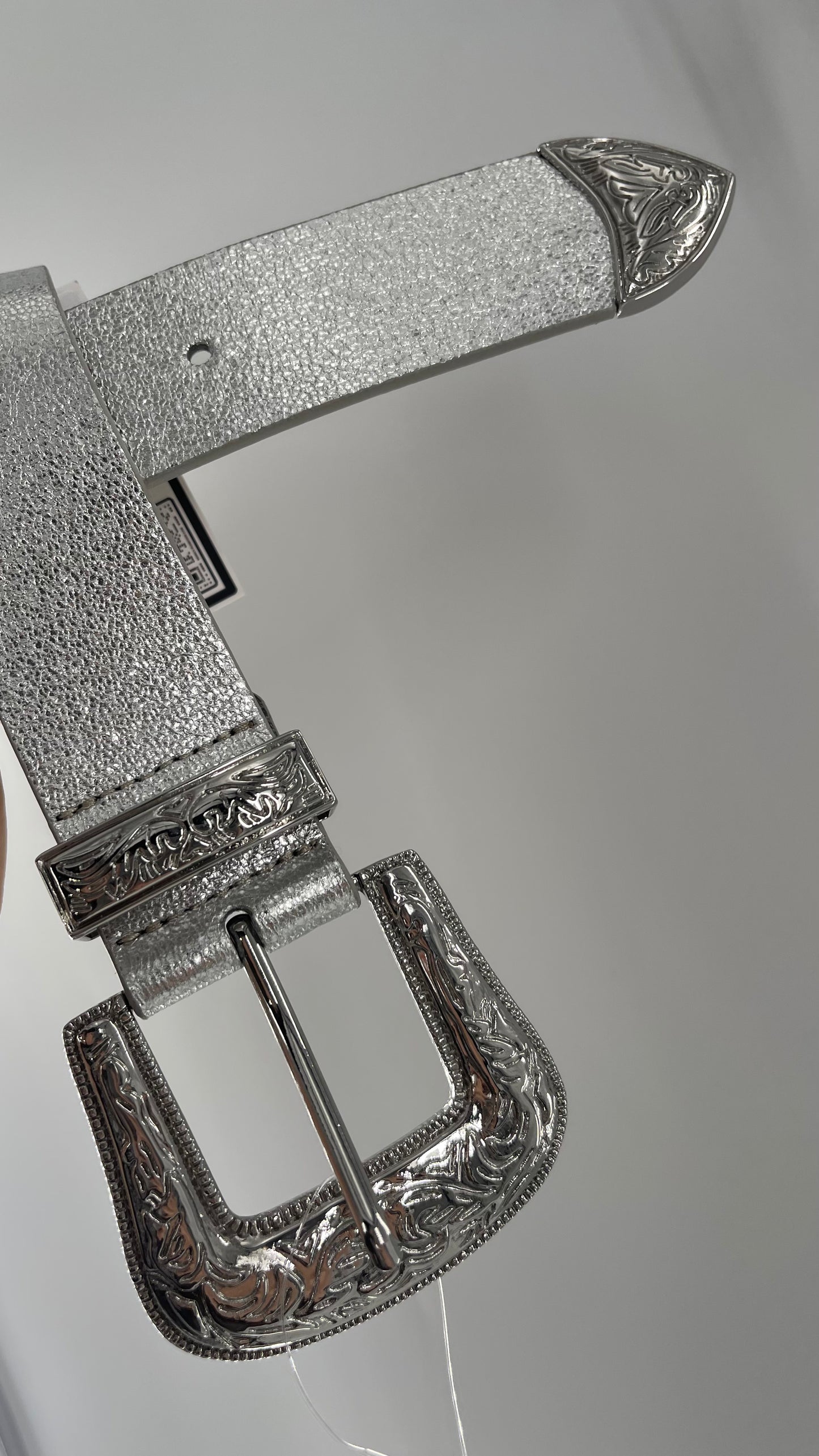 Urban Outfitters Silver Metallic Space Cowboy Belt (Small)