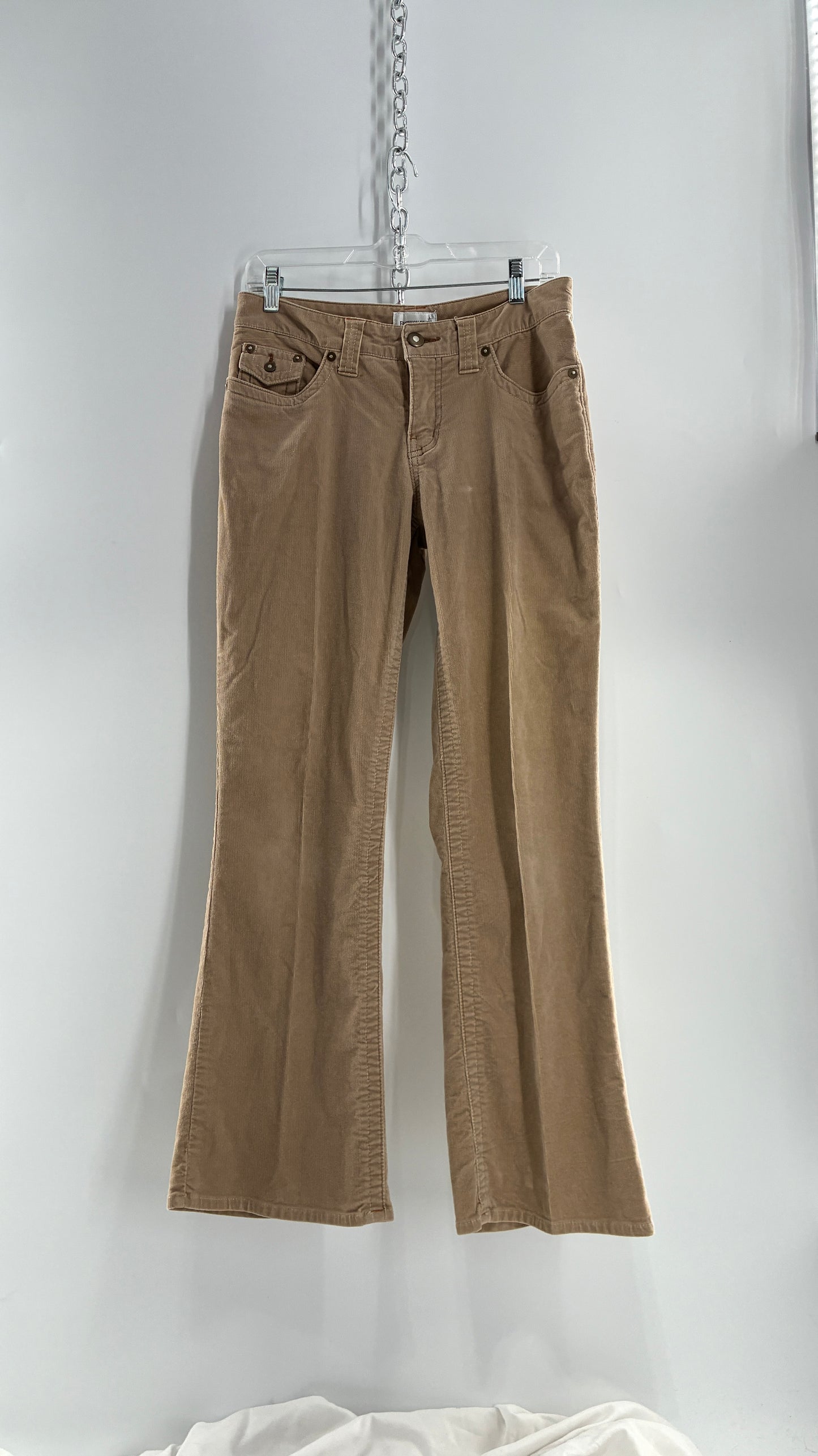 Vintage Fashion Bug Tan Corduroy Kick Flare Pants with Embroidered Bum Pockets (6)