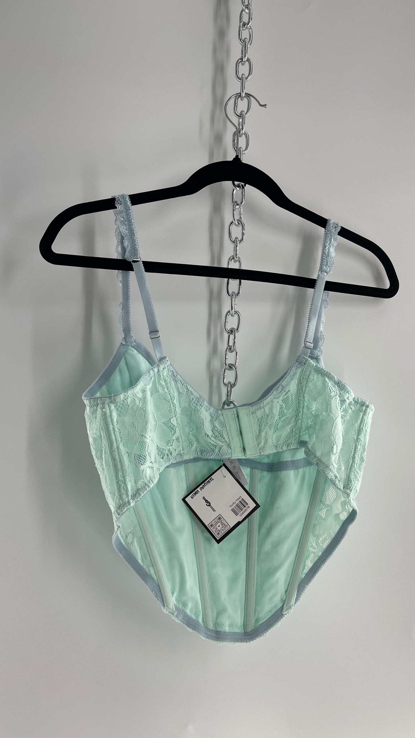Urban Outfitters Aqua Blue Lace Corset (XL)