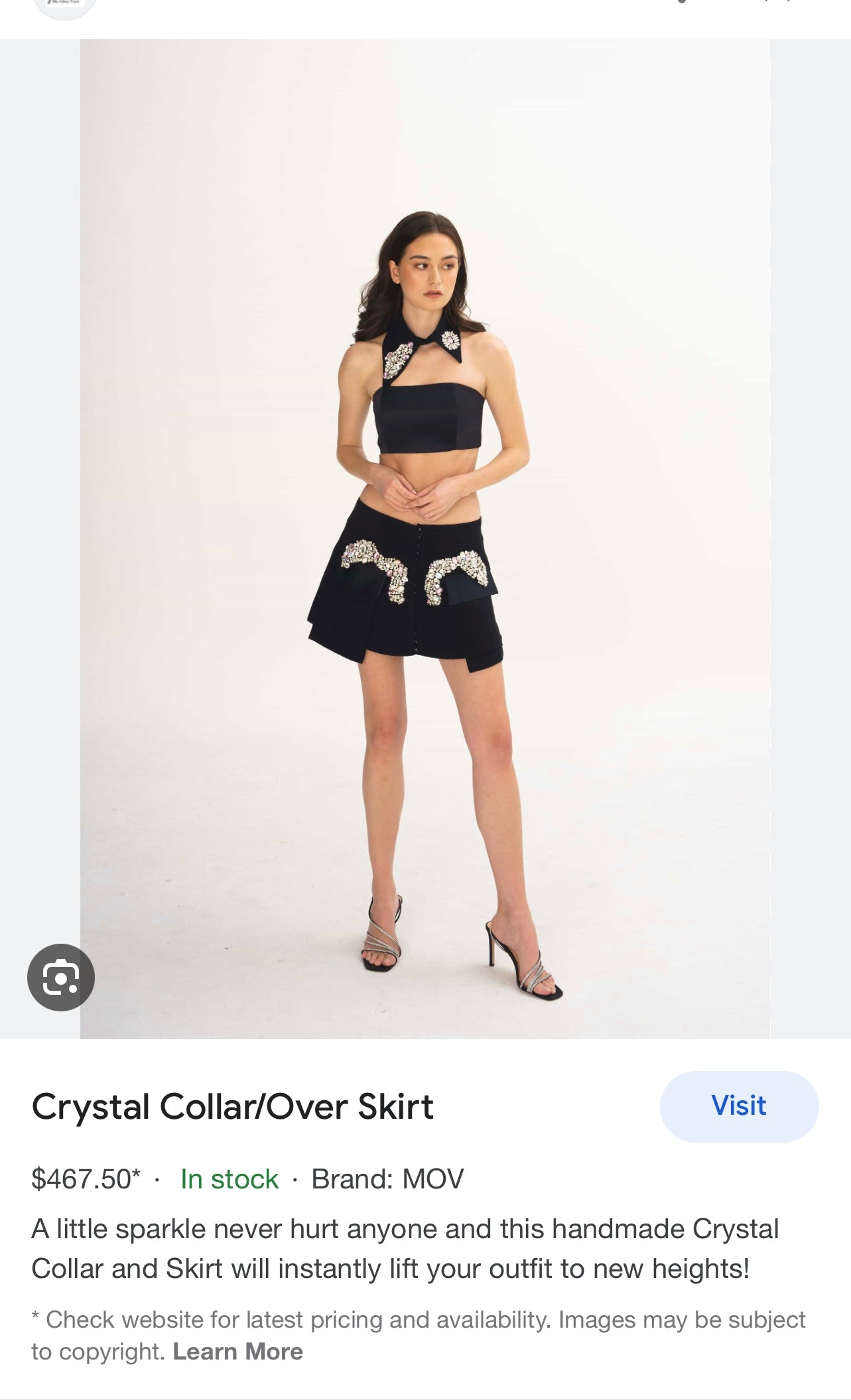 Black Skirt Belt Covered in Crystal Embellishments with Satin Flap Pockets (Medium)