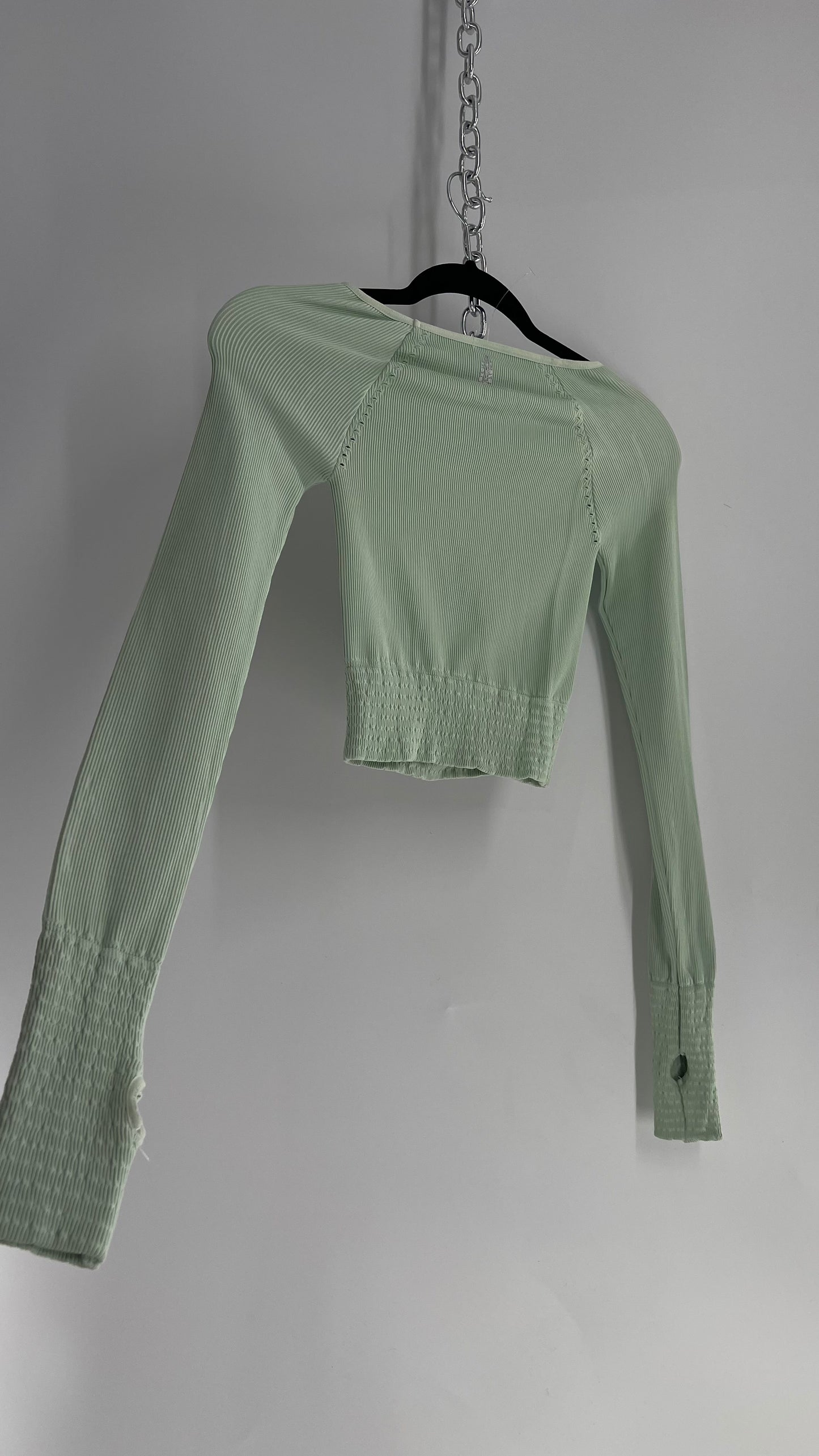 Free People Movement Seafoam Green Cut Out Long Sleeve with Thumb Holes (XS/S)
