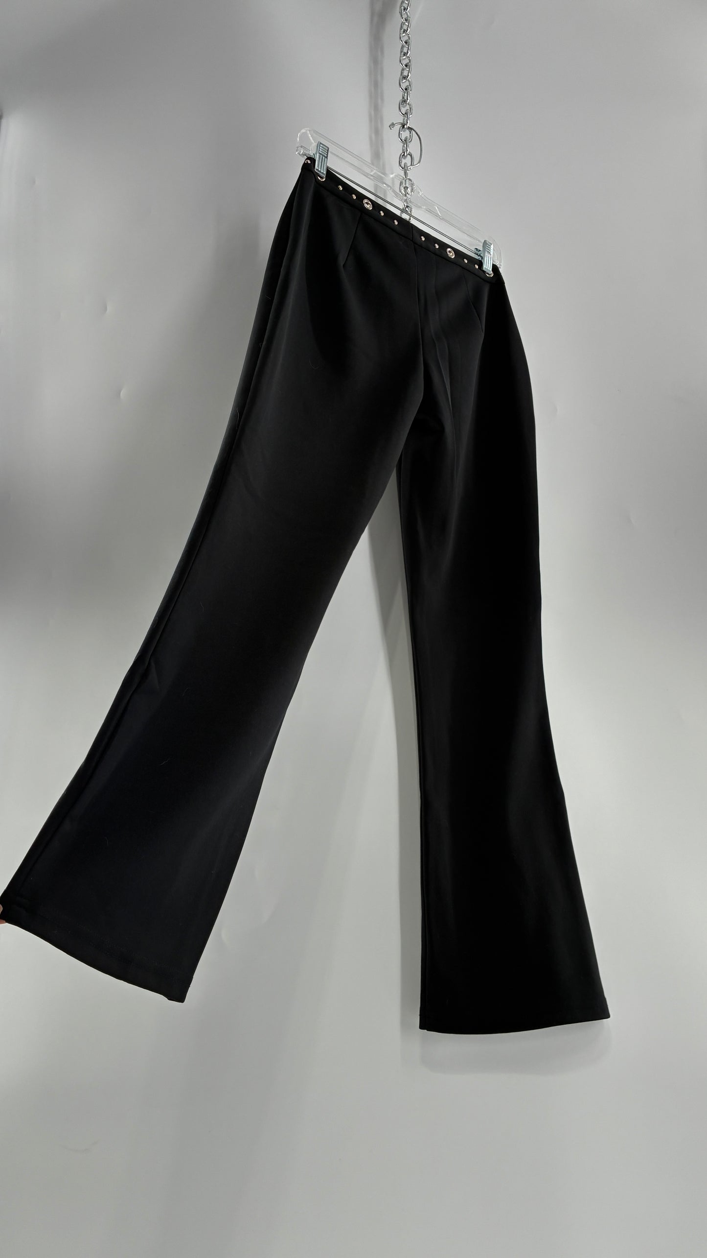 Vintage 1990s JOE BENBASSET Black Kickflares with Studded, Grommet Waistline (5)