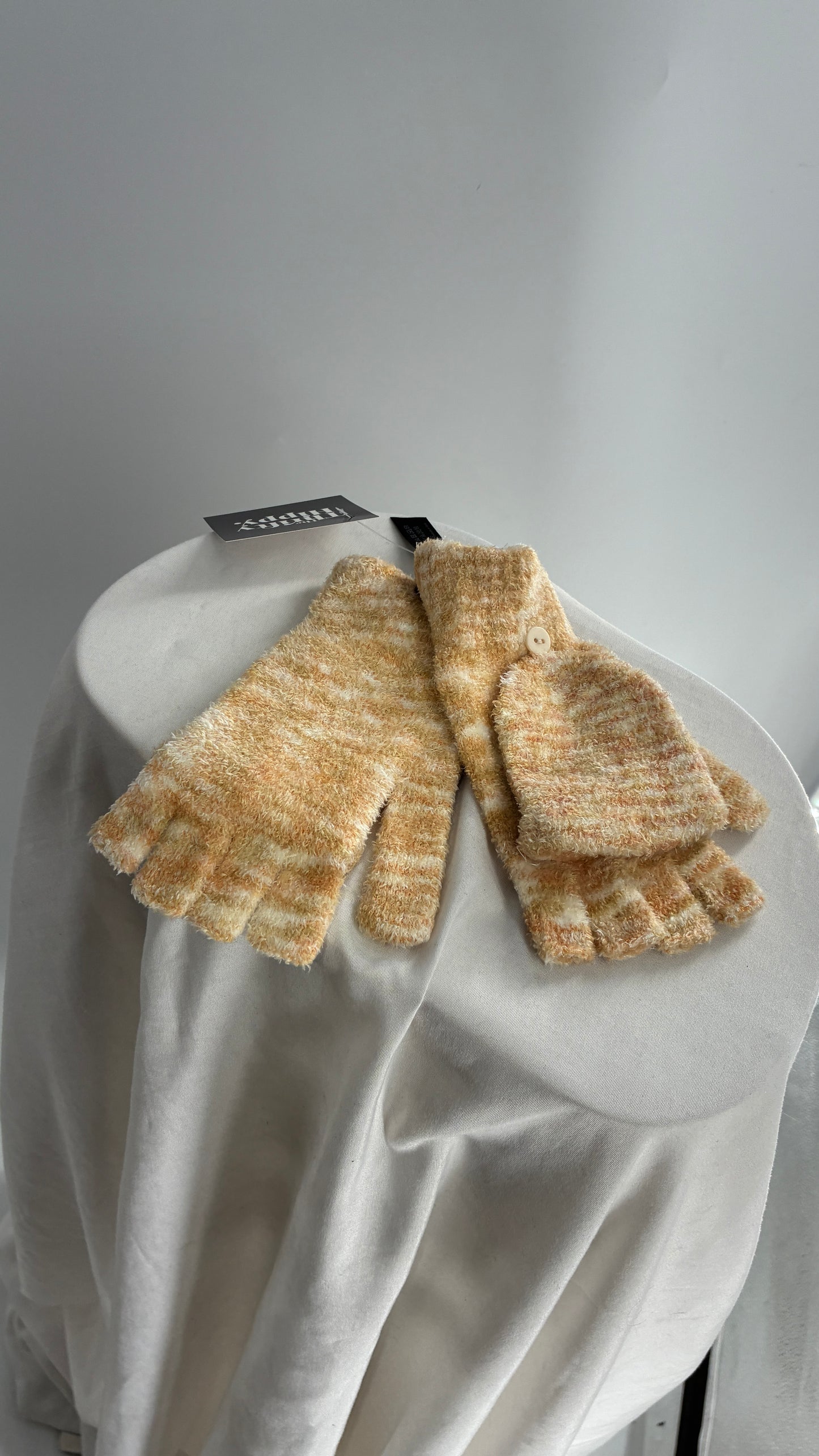 Urban Outfitters Beige Fingerless Chenille Mittens