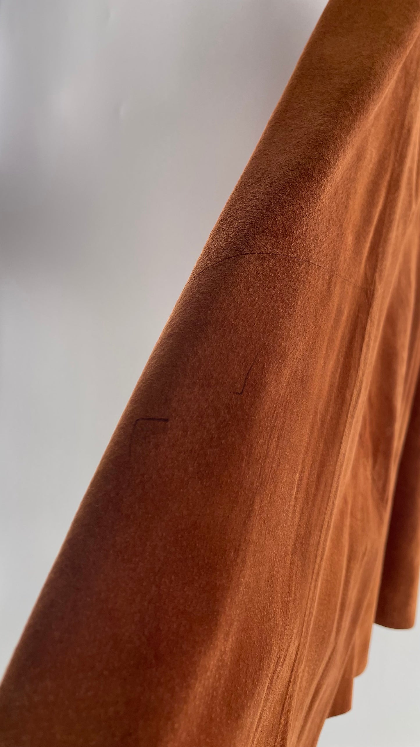 Vintage Brown Leather Suede Paneled Voluminous Skirt Assembled in Mexico (S)