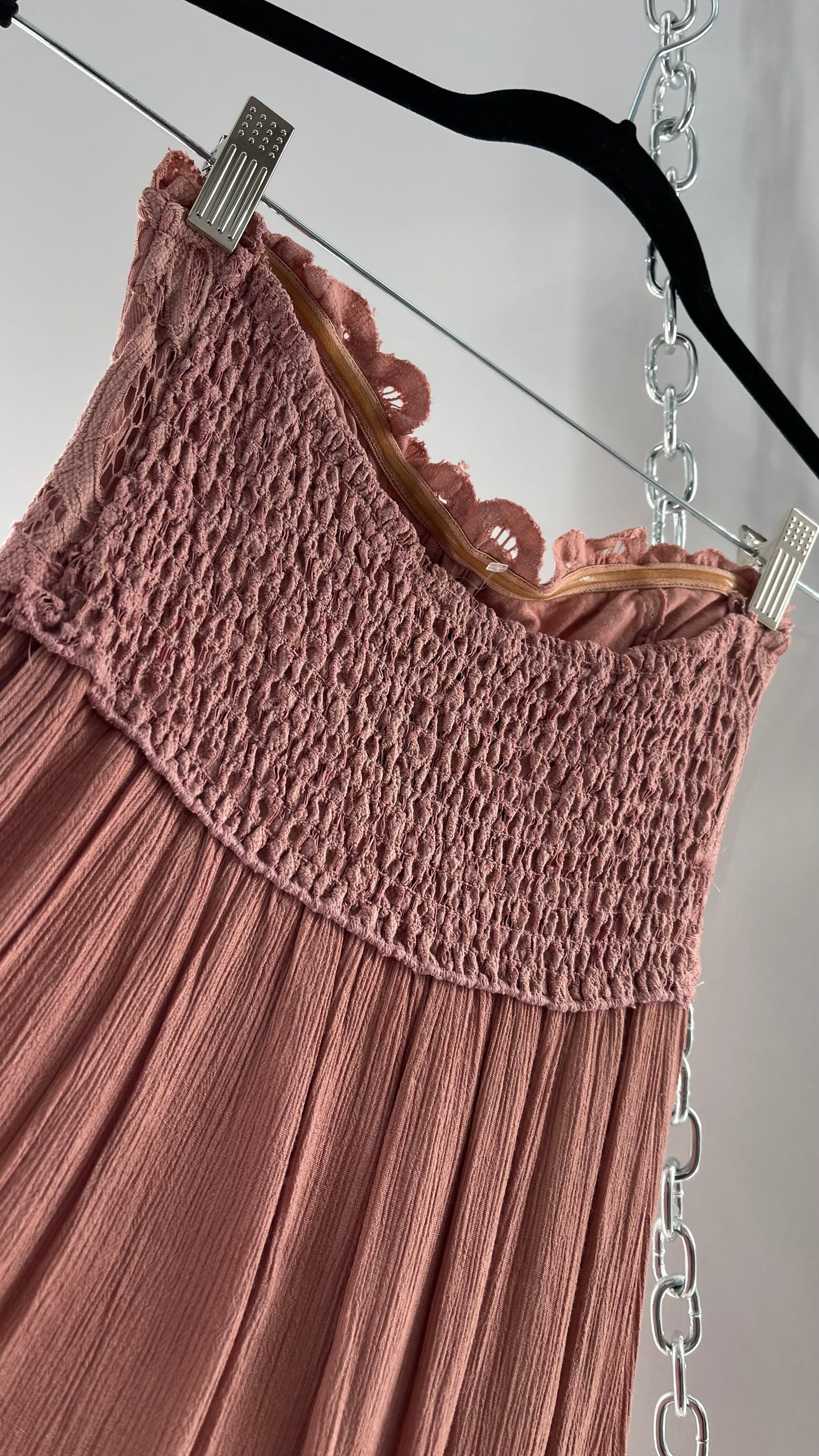 Free People Adella Mauve/Dusty Pink Full Length Maxi Dress (Small)