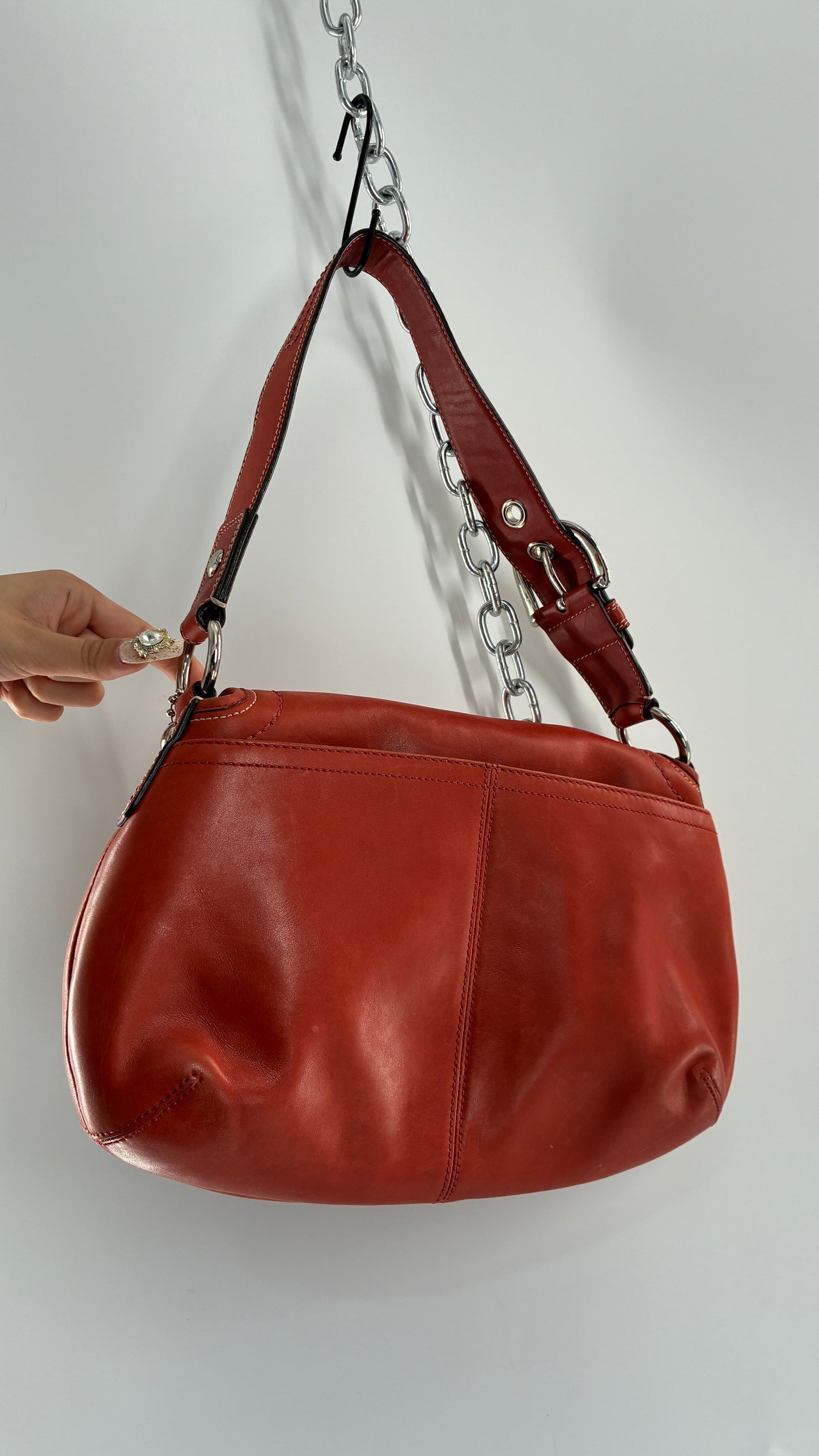 Vintage COACH Soho Salmon Orange Genuine Leather Shoulder Bag