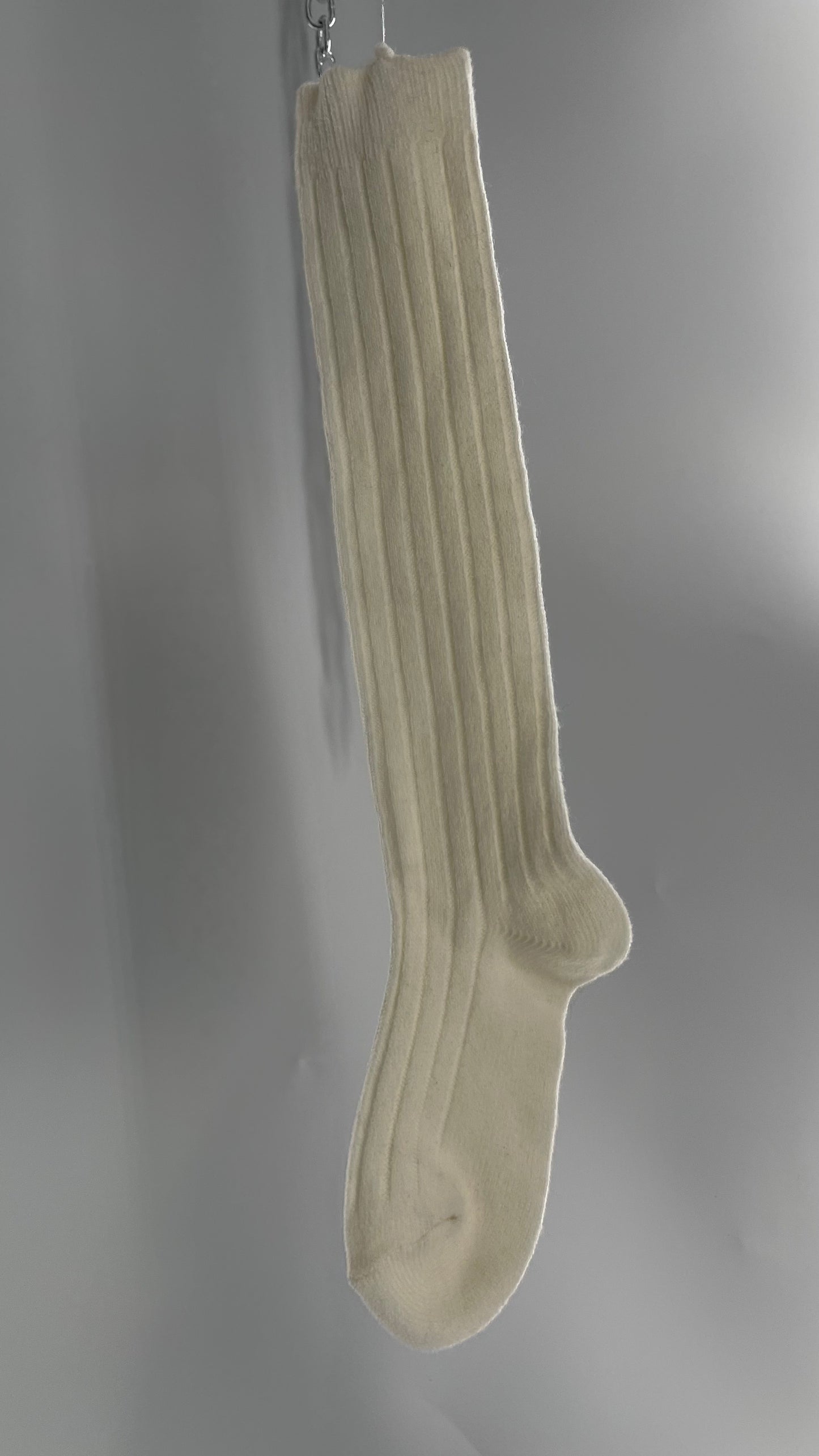 Free People Off White Ribbed Knee/Thigh High Socks