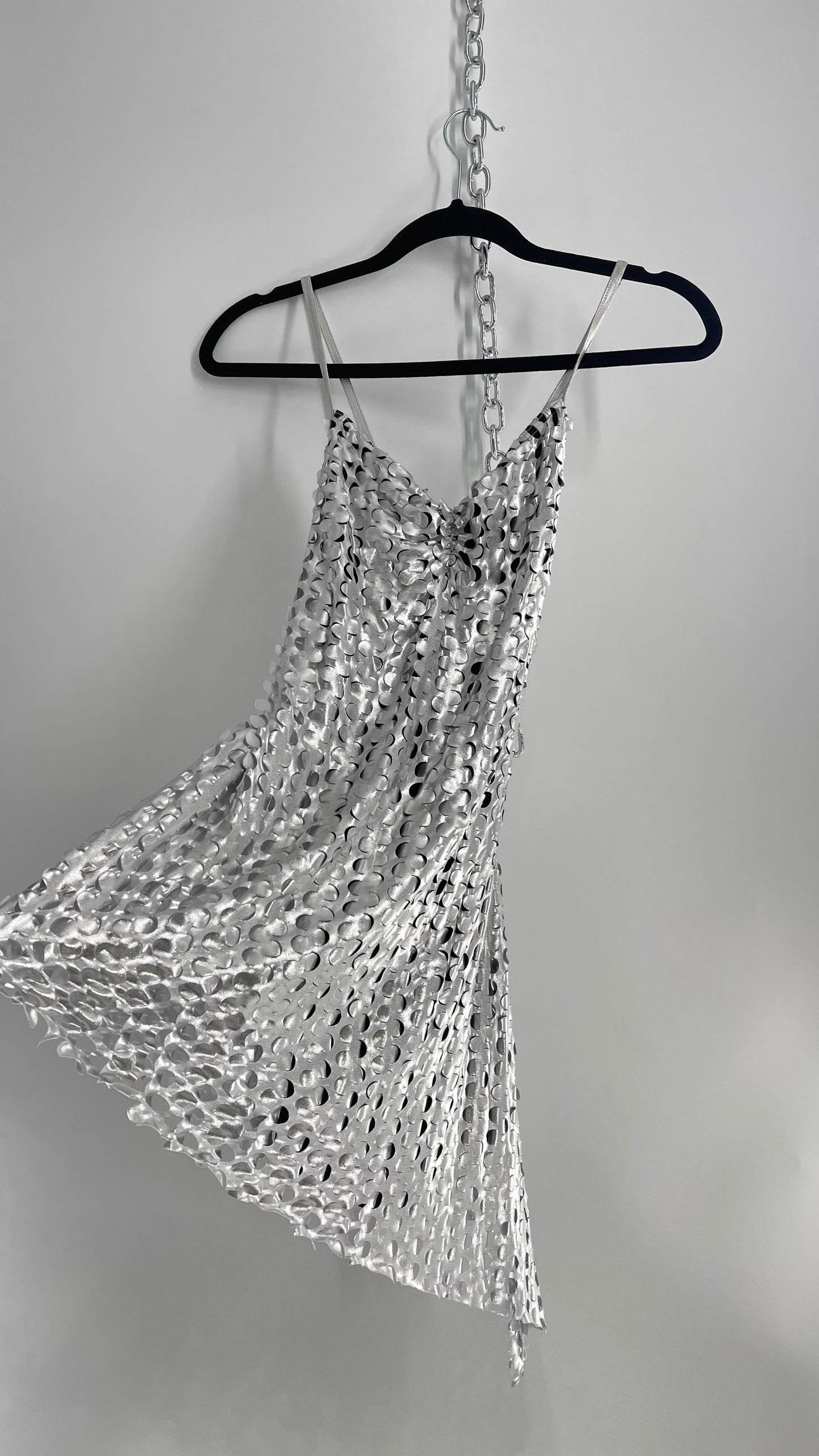 Vintage Weismann Silver Grated Tank with Asymmetric Hem and Built in Shorts (Medium)