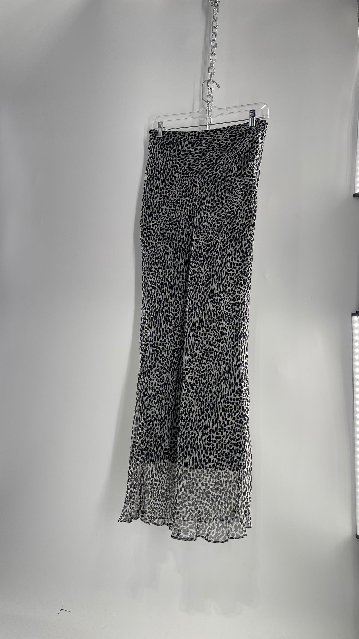 Vintage 100% Silk Leopard Print Grayish Blue Slinky Tube Maxi Skirt (6)