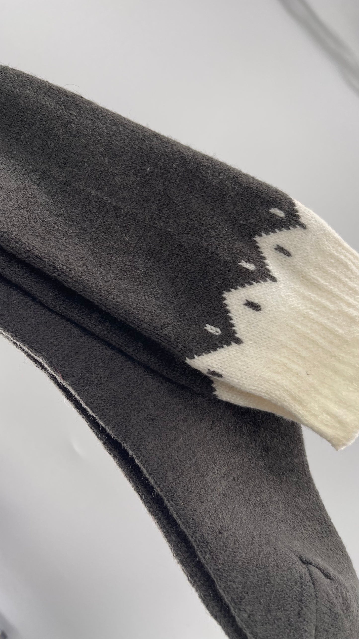 Free People Knit Dark Grey Thigh Socks with White Trim