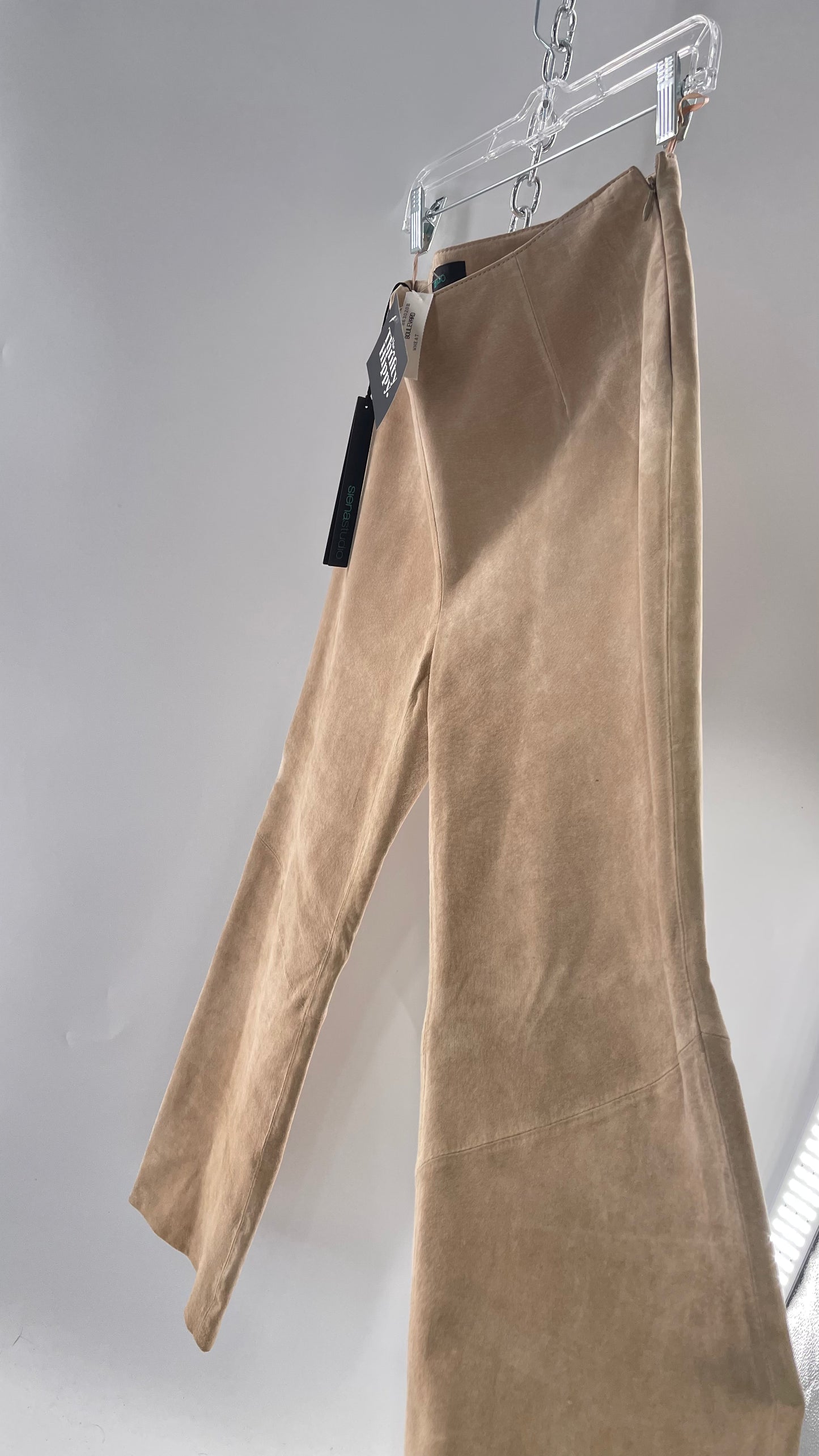 Deadstock Vintage Slouchy SienaStudio Oatmeal Tan Suede Pants (8)