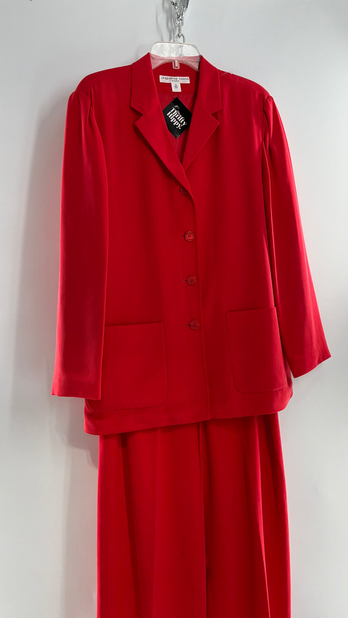 Vintage Josephine Chaus Cayenne 100% Silk Power Blazer and Wide Leg Trouser Set (12)