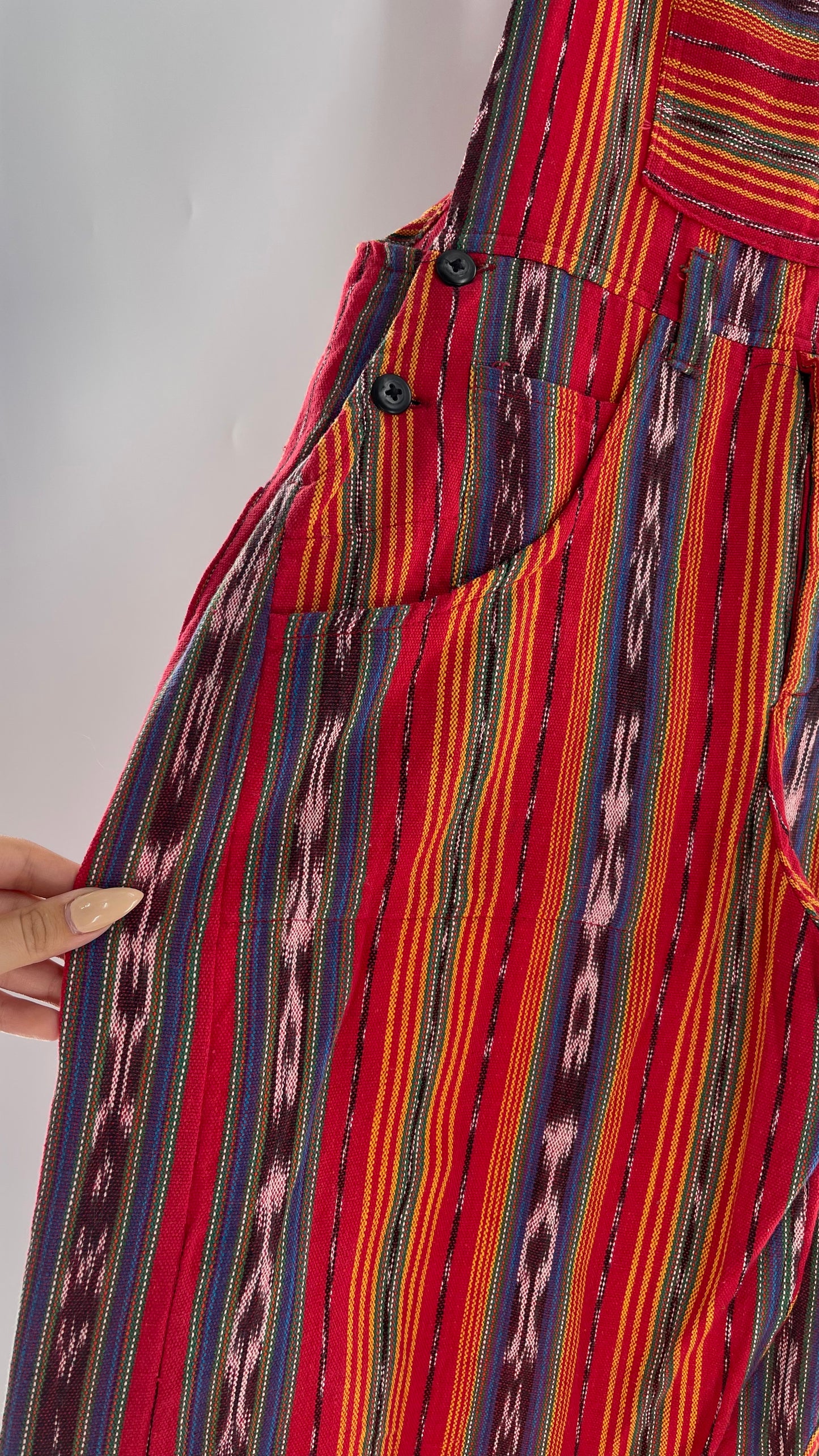 Vintage Red Baja 1970s Guatemalan Overalls (Medium)