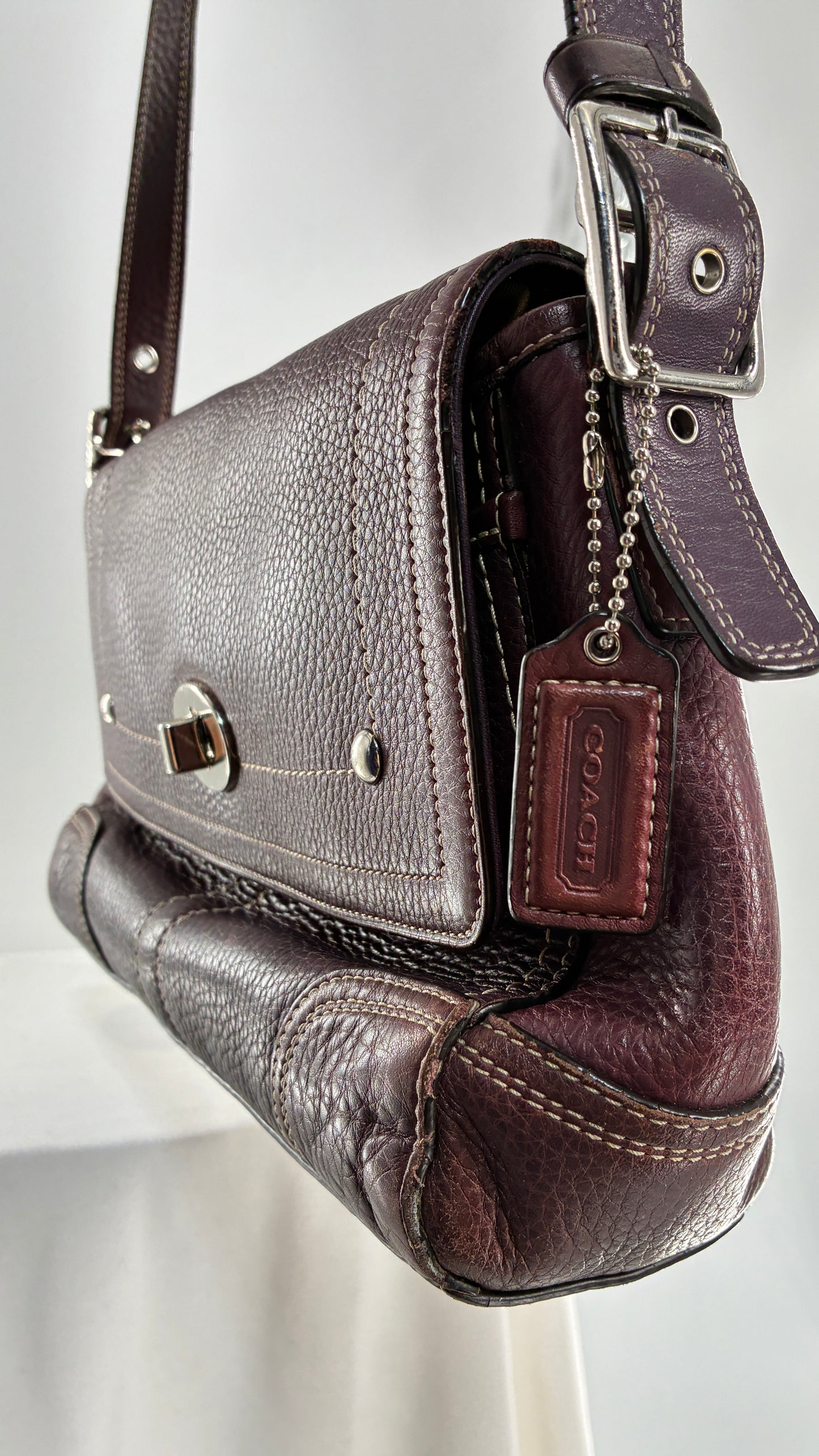 Vintage COACH Hamilton Purple Burgundy Leather Crossbody