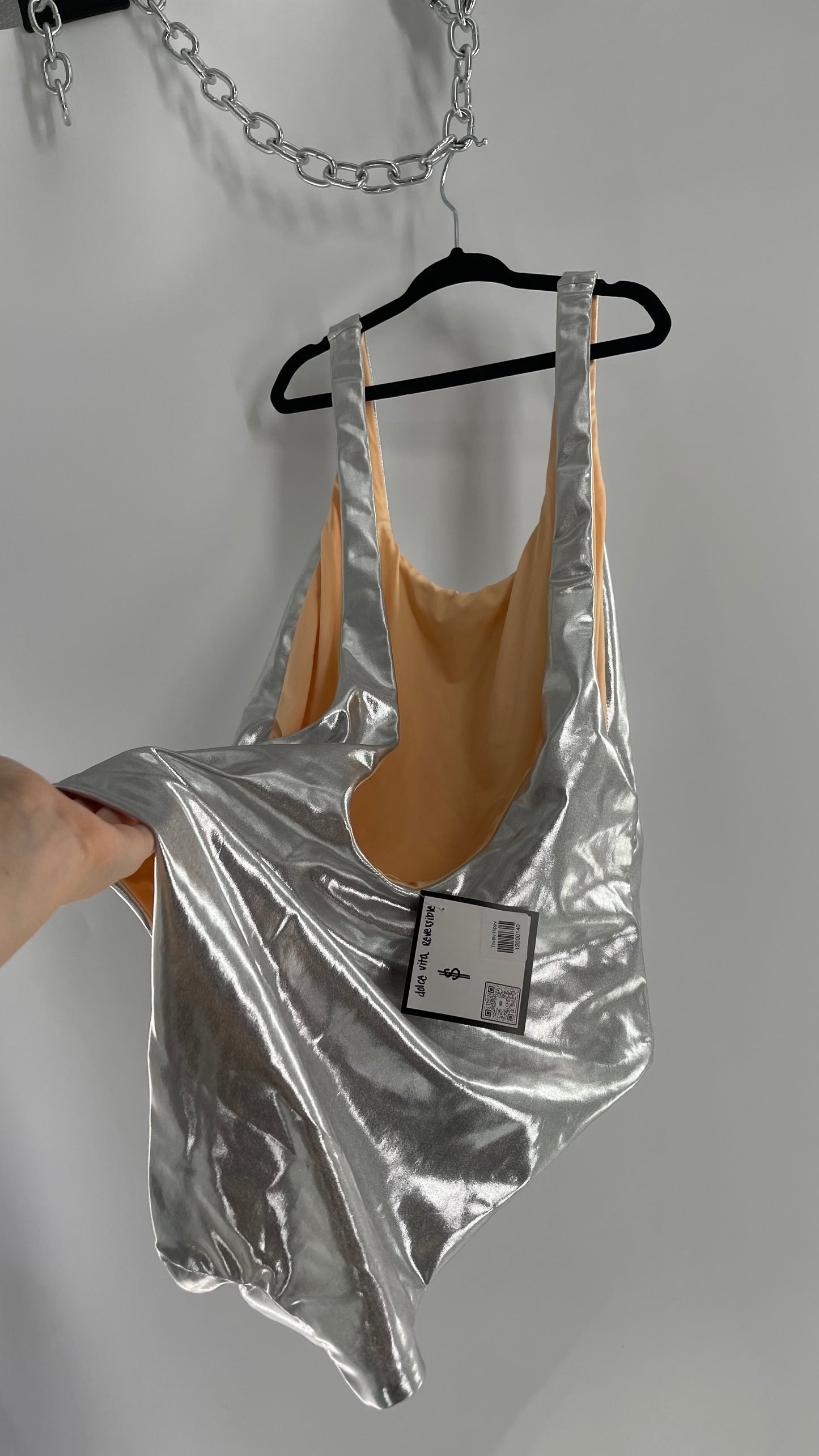 Dolce Vita Reversible Silver Metallic/Nude Swimsuit (Medium)