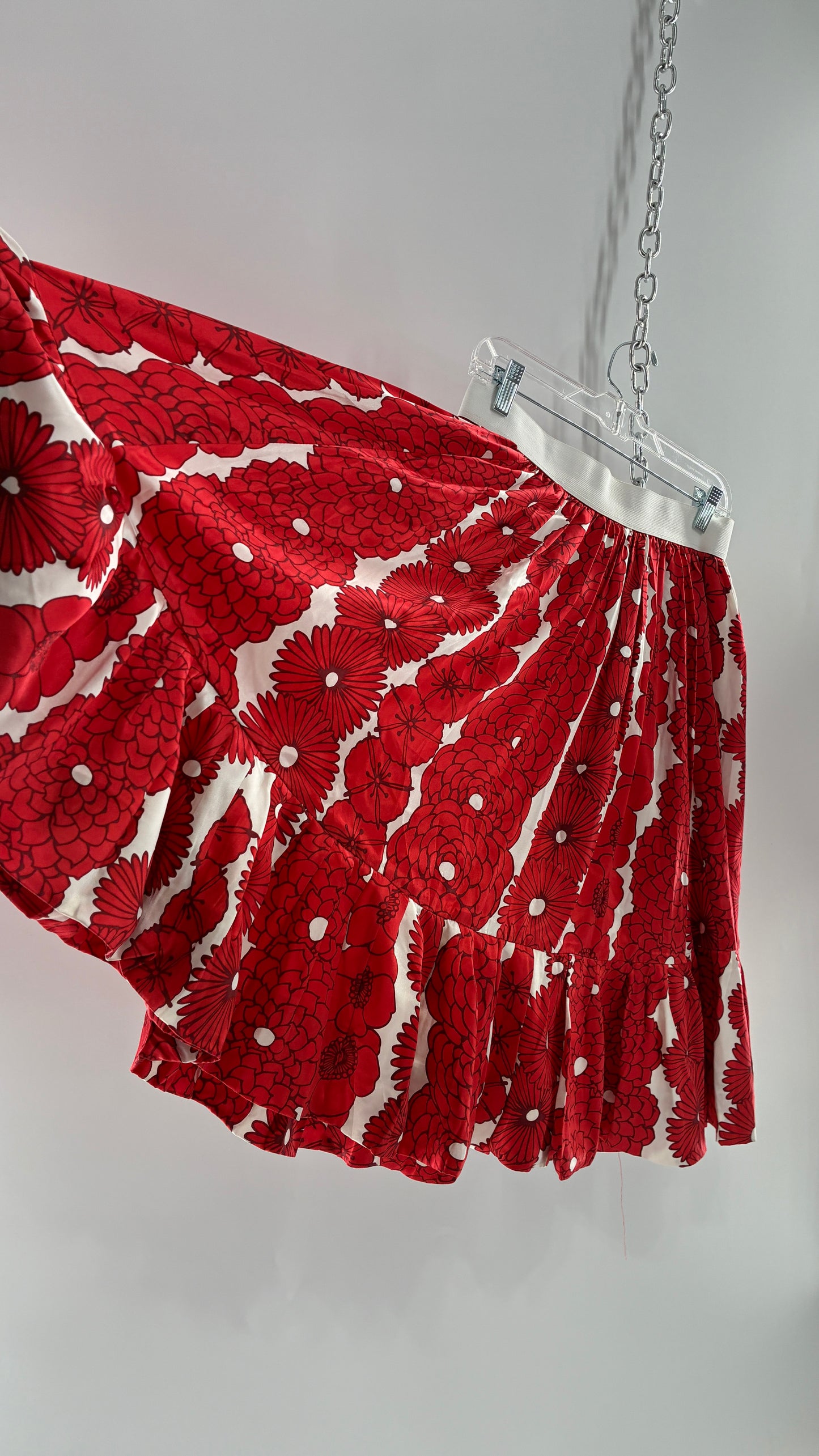 BALTIC BØRN Voluminous Red Floral Circle Skirt (XL)