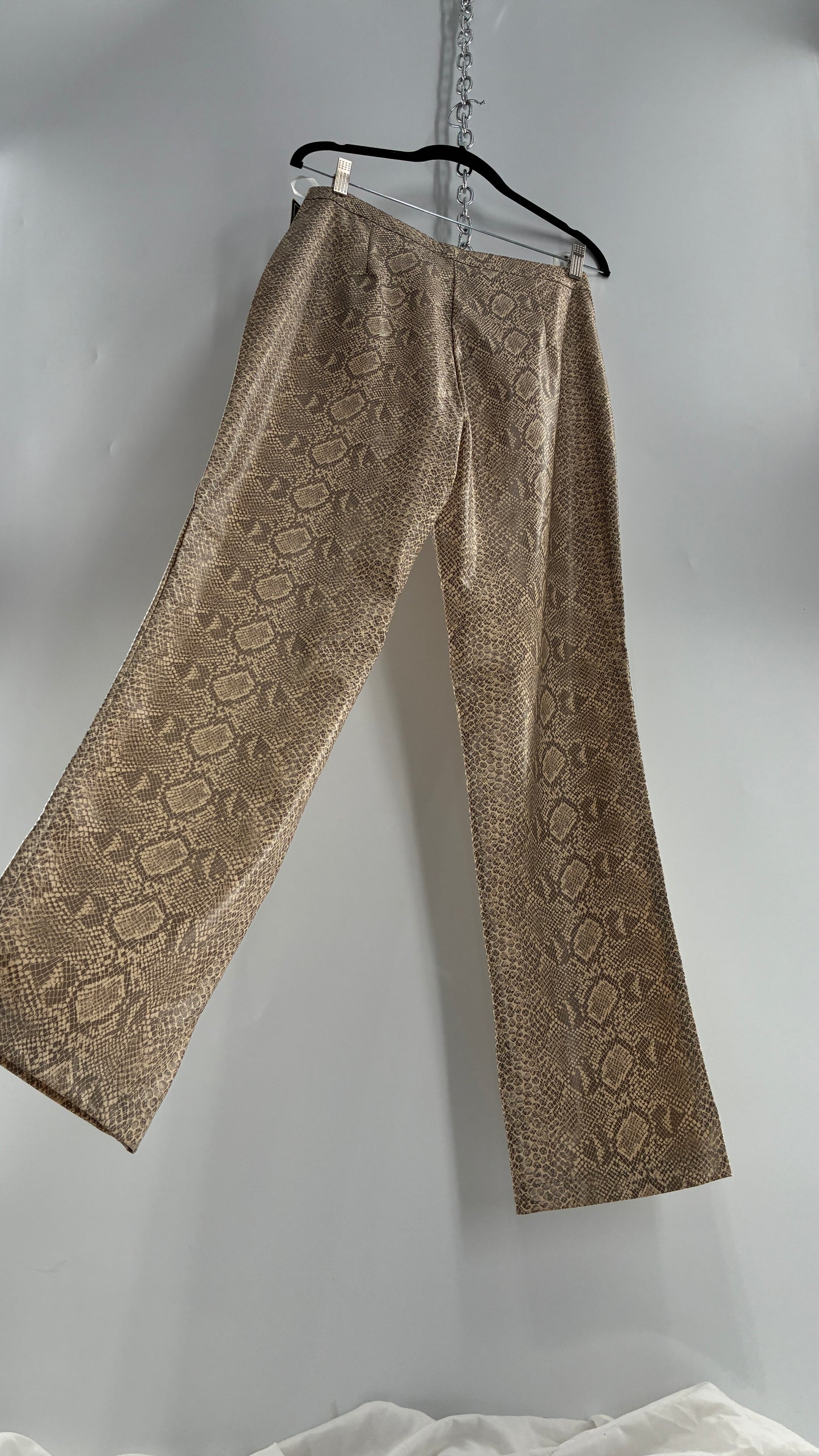 Deadstock Vintage FUDA Vegan Leather Snakeskin Patterned Straight Legs (10)