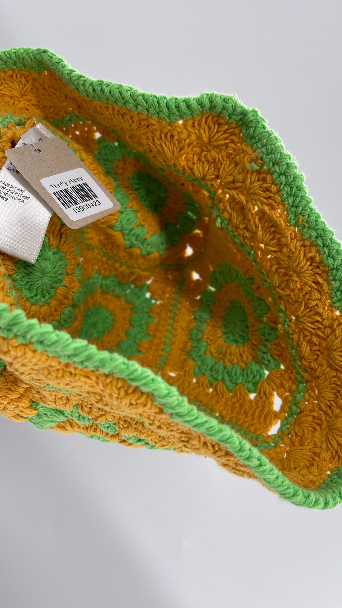 Crochet Yellow and Green Sun/Bucket Hat