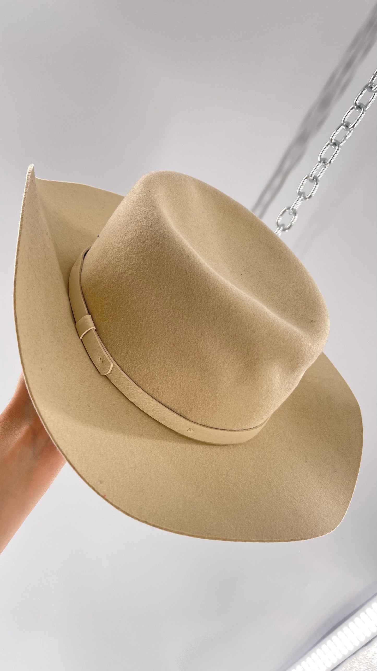 Free People Beige 100% Wool Wide Brimmed Sun Hat