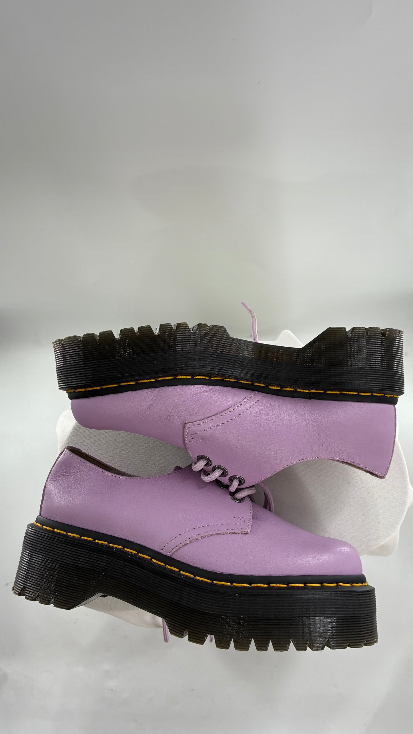 Vintage Dr. Martens 1461 Quad II, Lilac Purple, Pisa Leather Platform Oxfords (6)