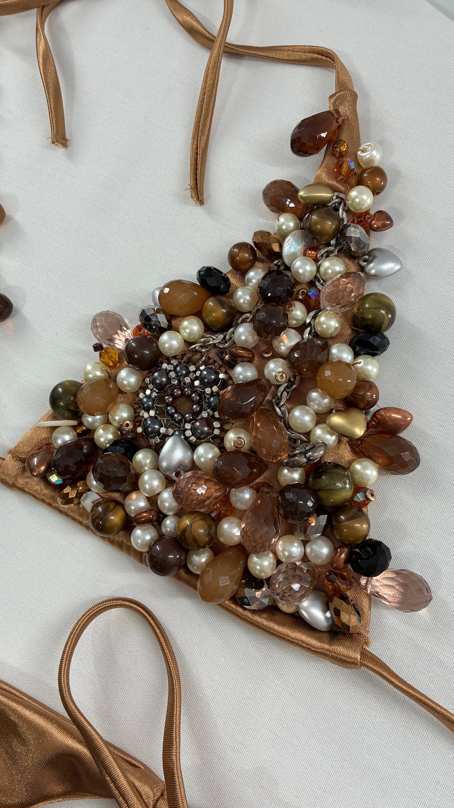 Handmade, Bronze and Beaded Swimsuit (Medium)