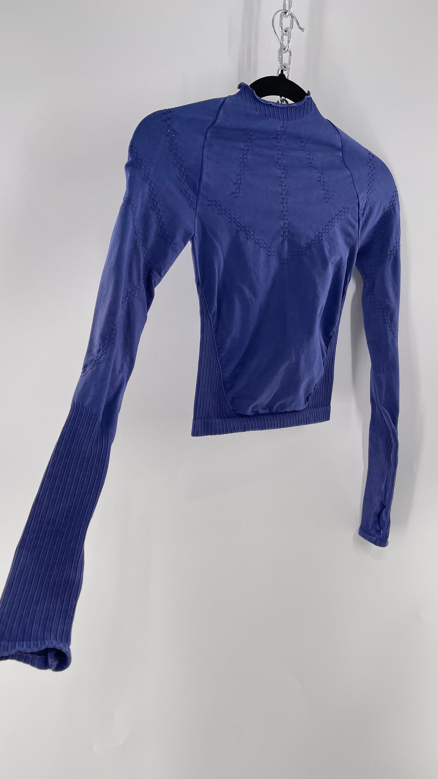 Free People Movement Spandex Perforated Purple Skim Top (XS/S)