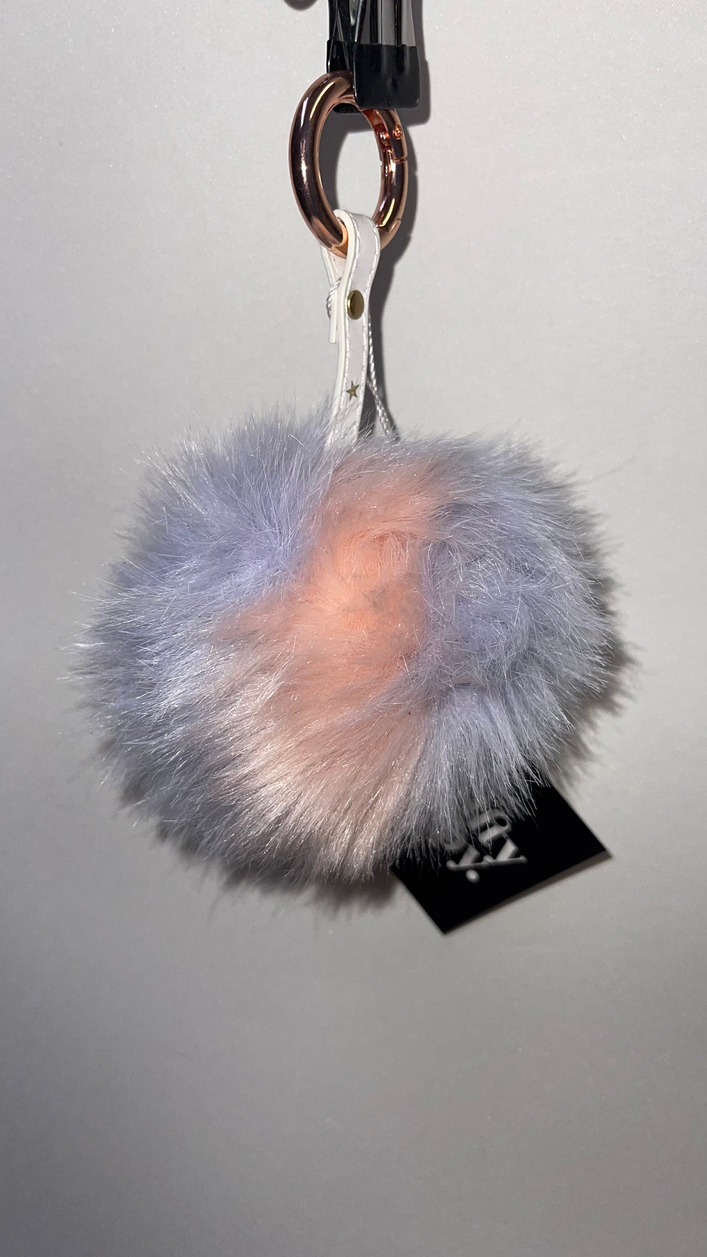 Free People Cotton Candy Pom Pom Keychain with White Star Strap