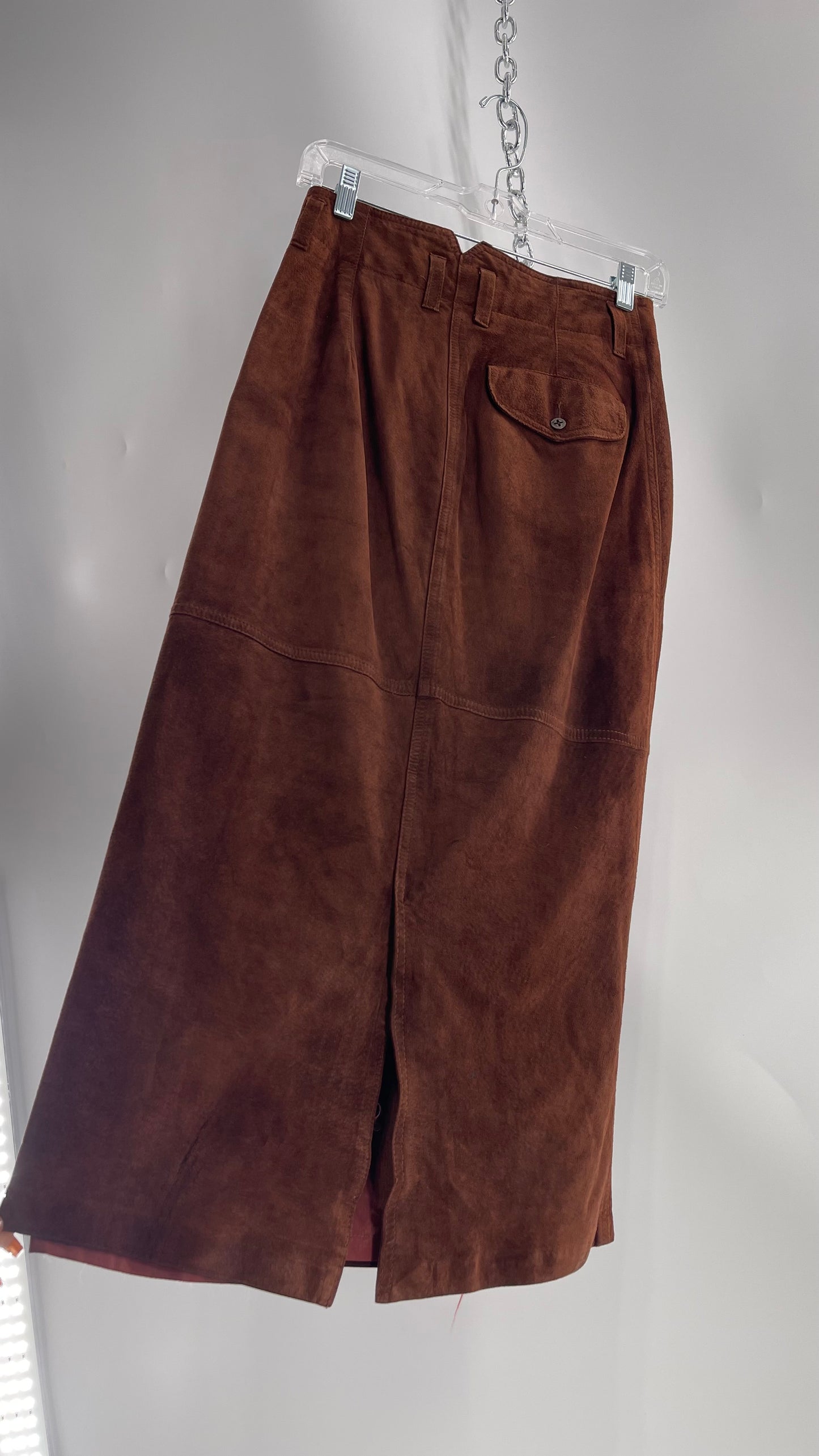 Vintage Lizwear Chocolate Brown Suede Long Skirt