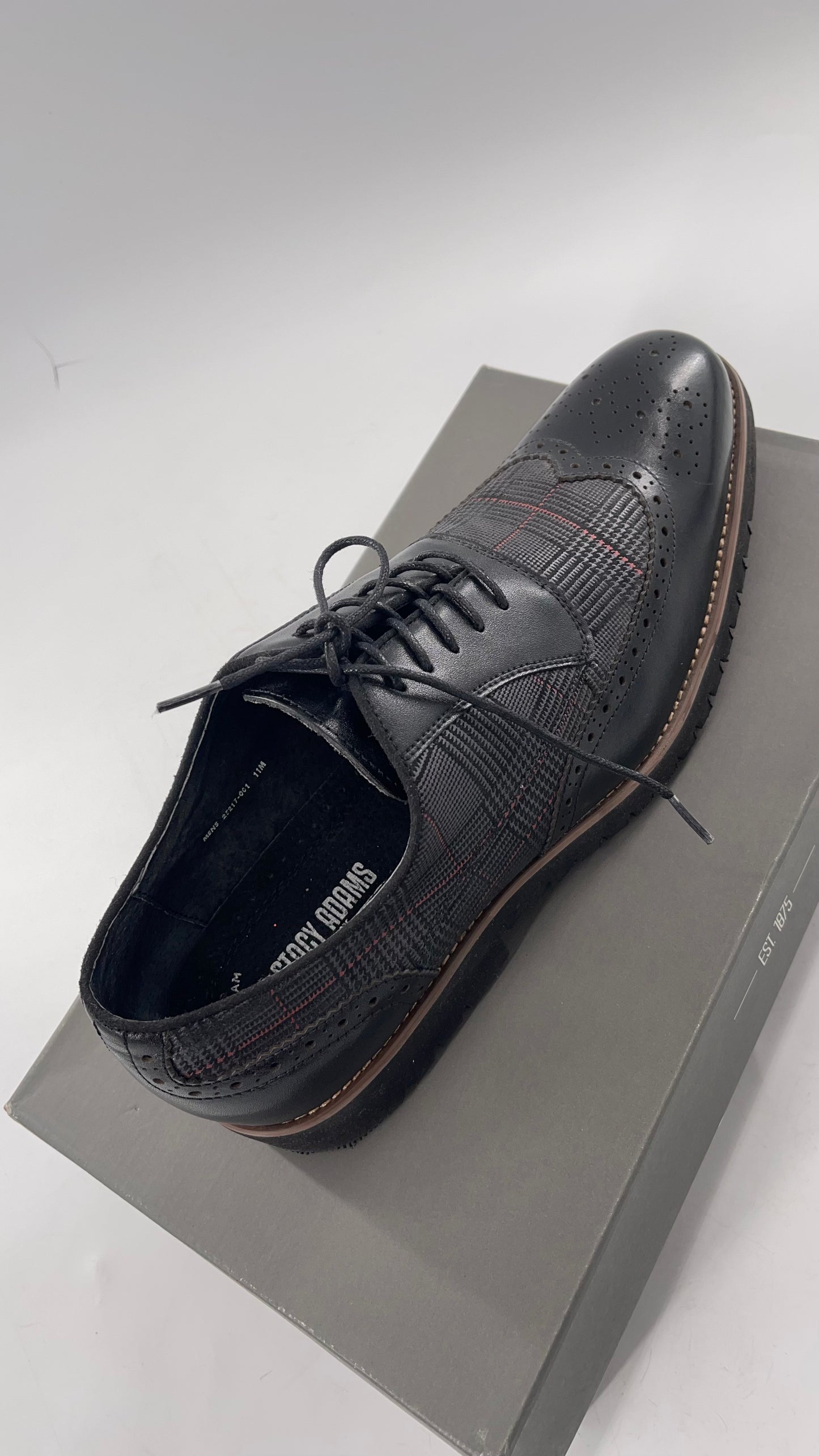 Stacy Adam’s Grey and Black, Plaid and Leather WingTip Oxfords (11)