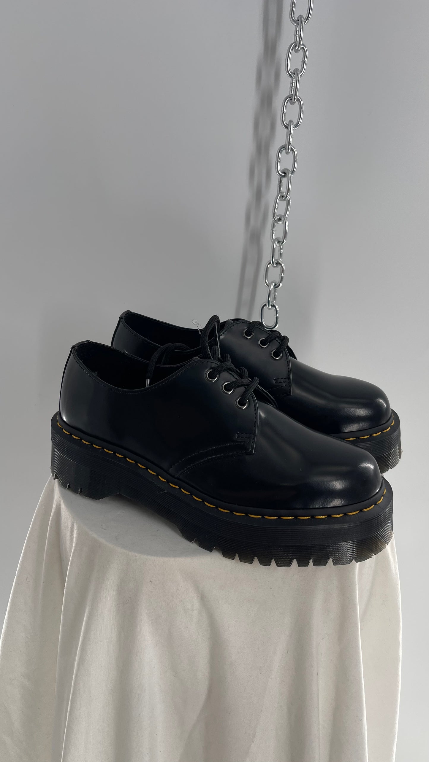 Dr.Martens Black Patent 1461 Quad li Leather Platform Oxfords (8.5L, 7.5M)