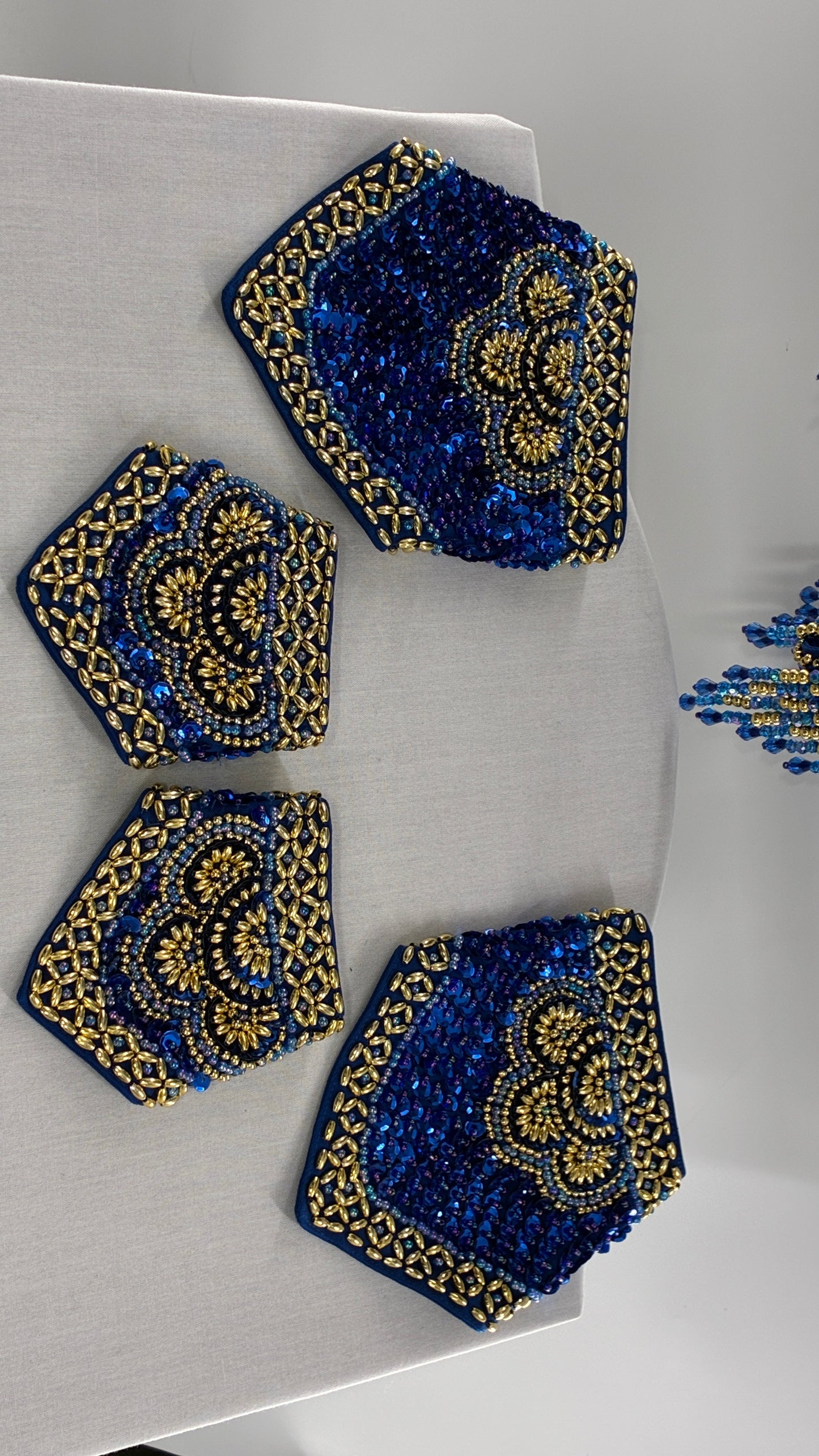 Vintage Royal Blue and Gold Beaded Belly Dancing Set