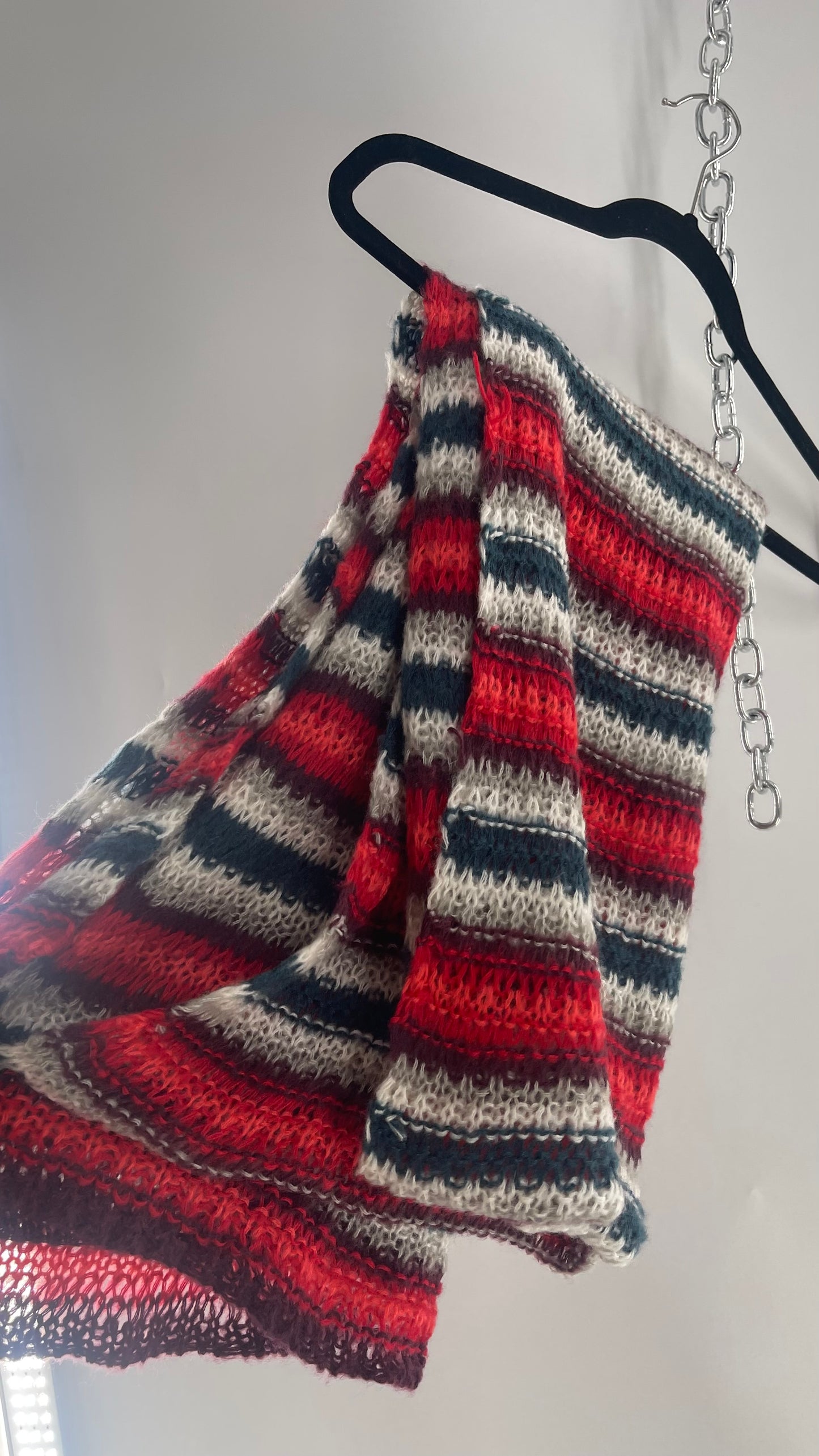 Open Knit Scarf Gray Tones