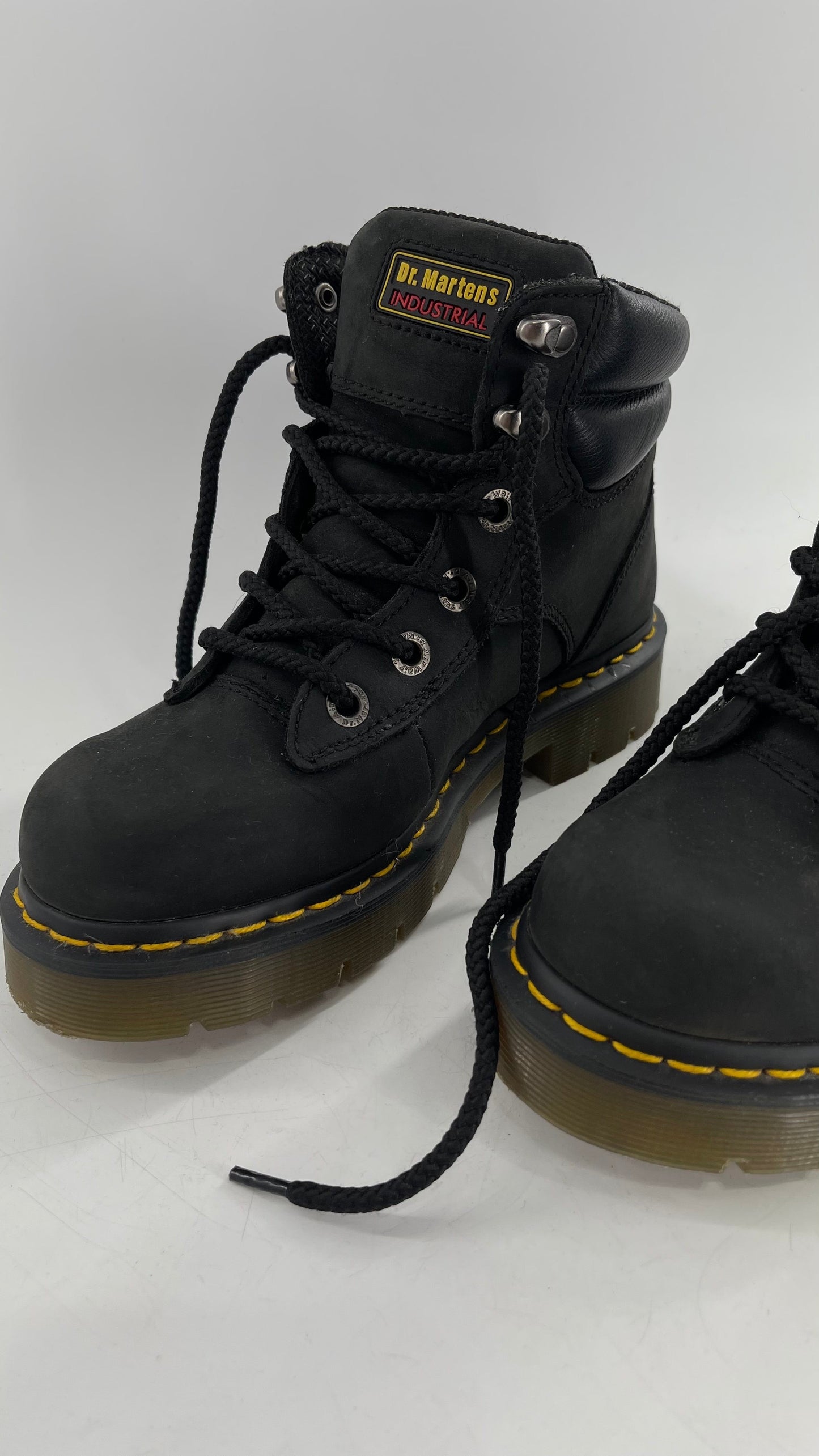 Vintage Doc Martens Industrial Black Combat Boots (6)