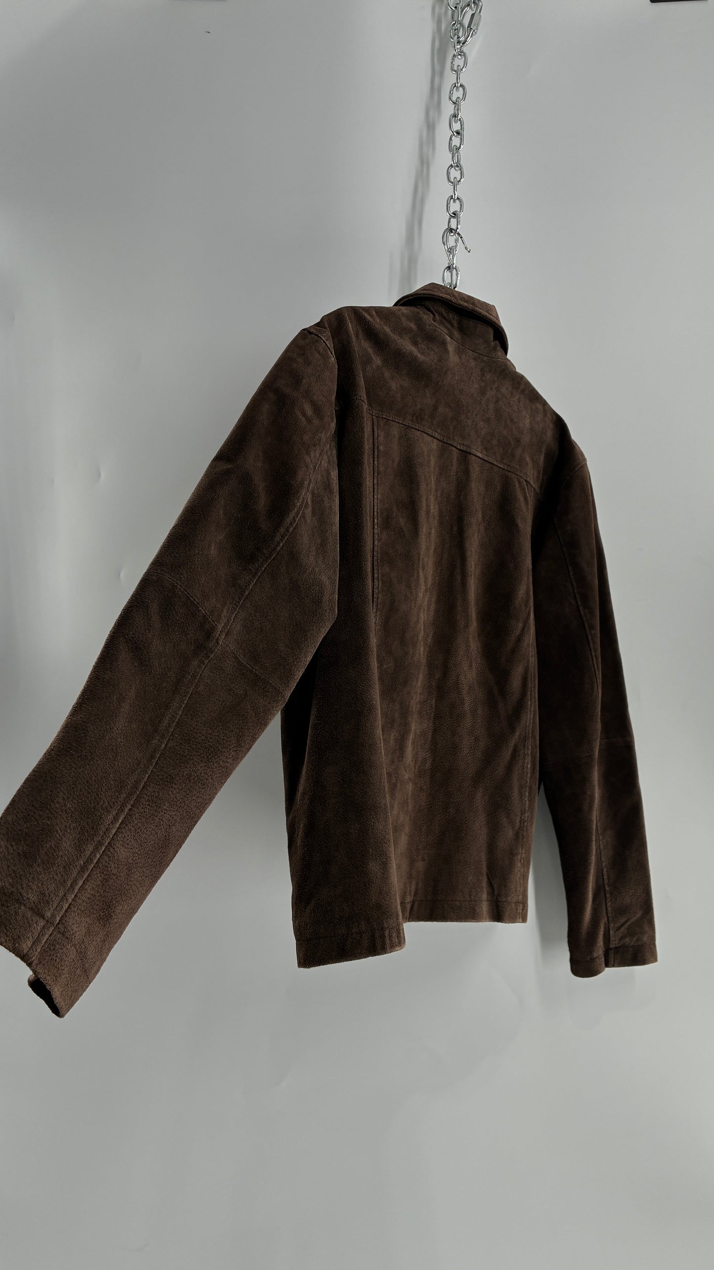Vintage Liz Claiborne Dark Brown Genuine Suede Leather Jacket (Large)