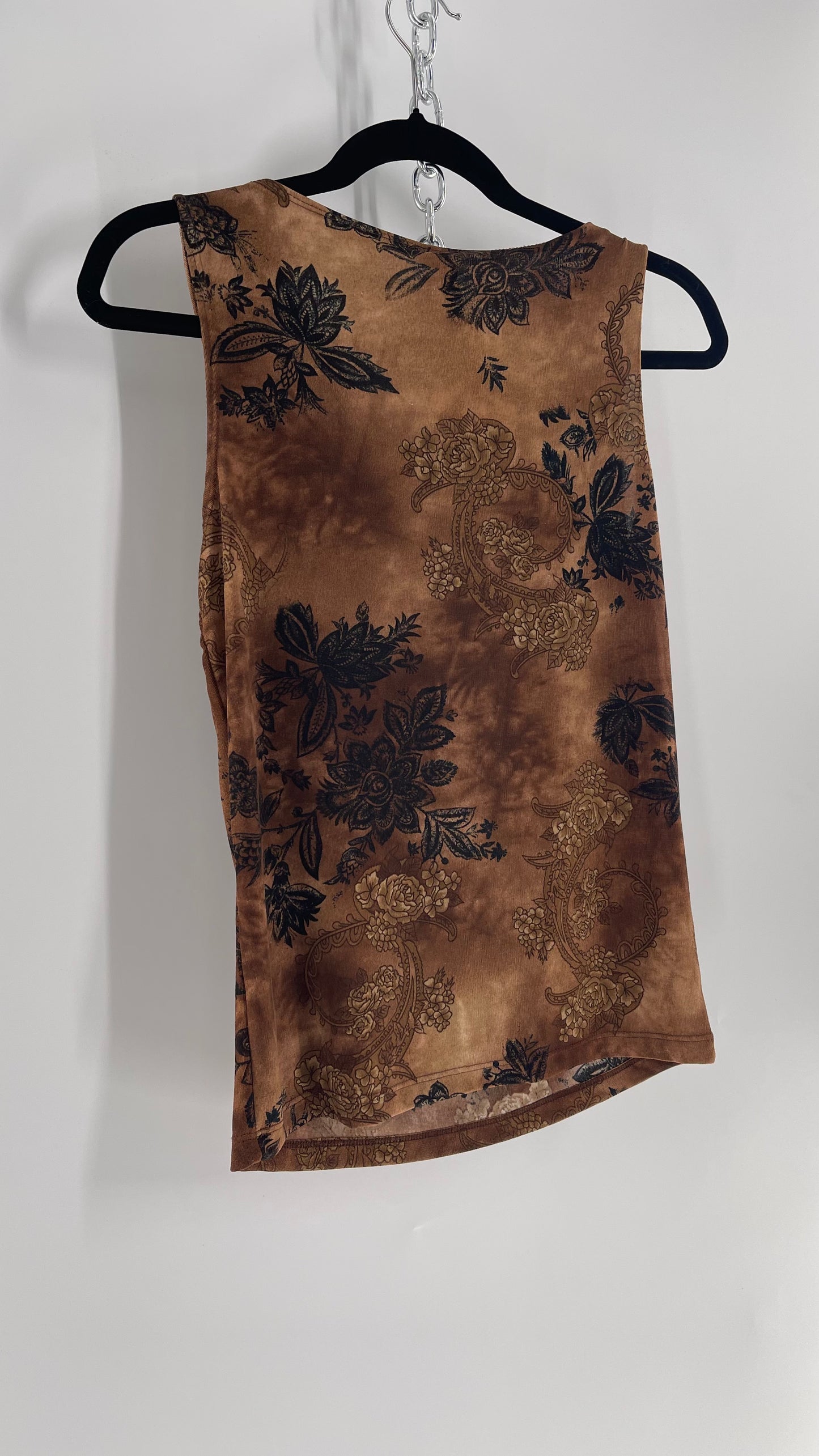 Vintage Olivia Paige Brown Tie Dye Floral Tank (Medium)