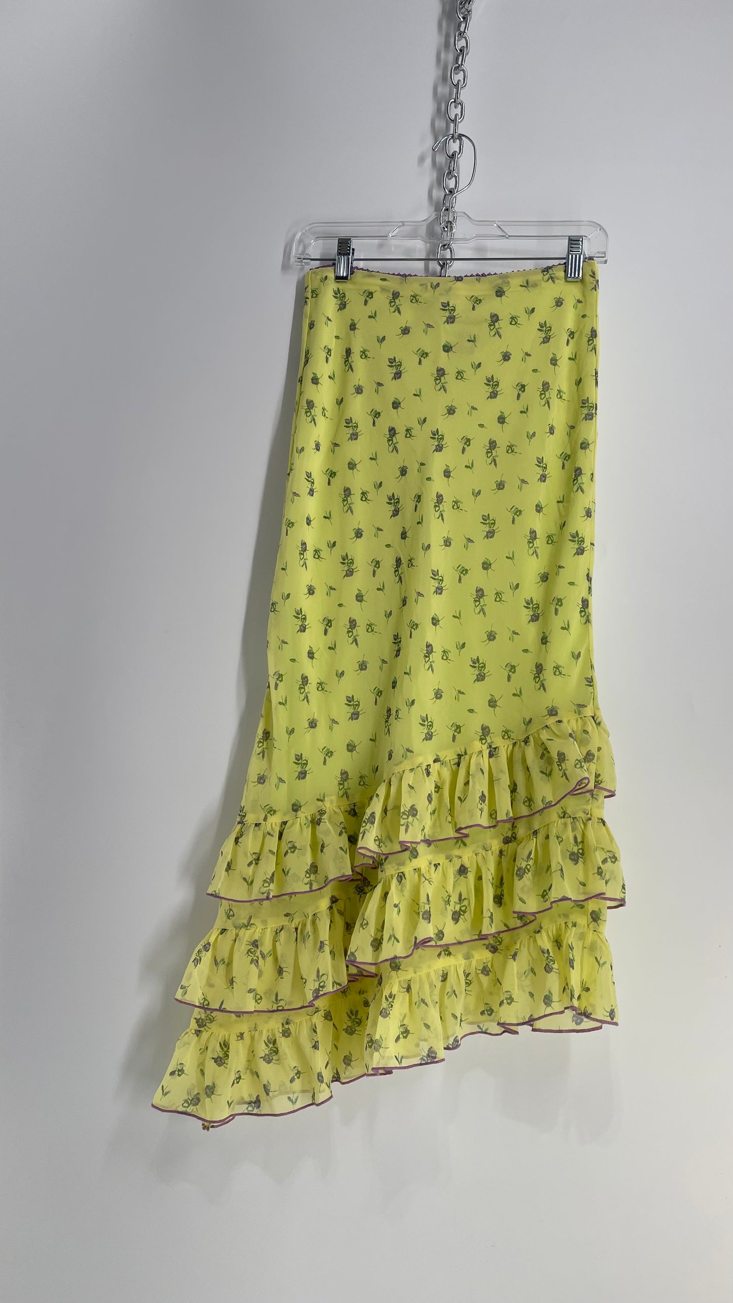 Kimchi Blue Urban Outfitters Yellow Full Length Skirt with Tiered Ruffled Skirt (Small)