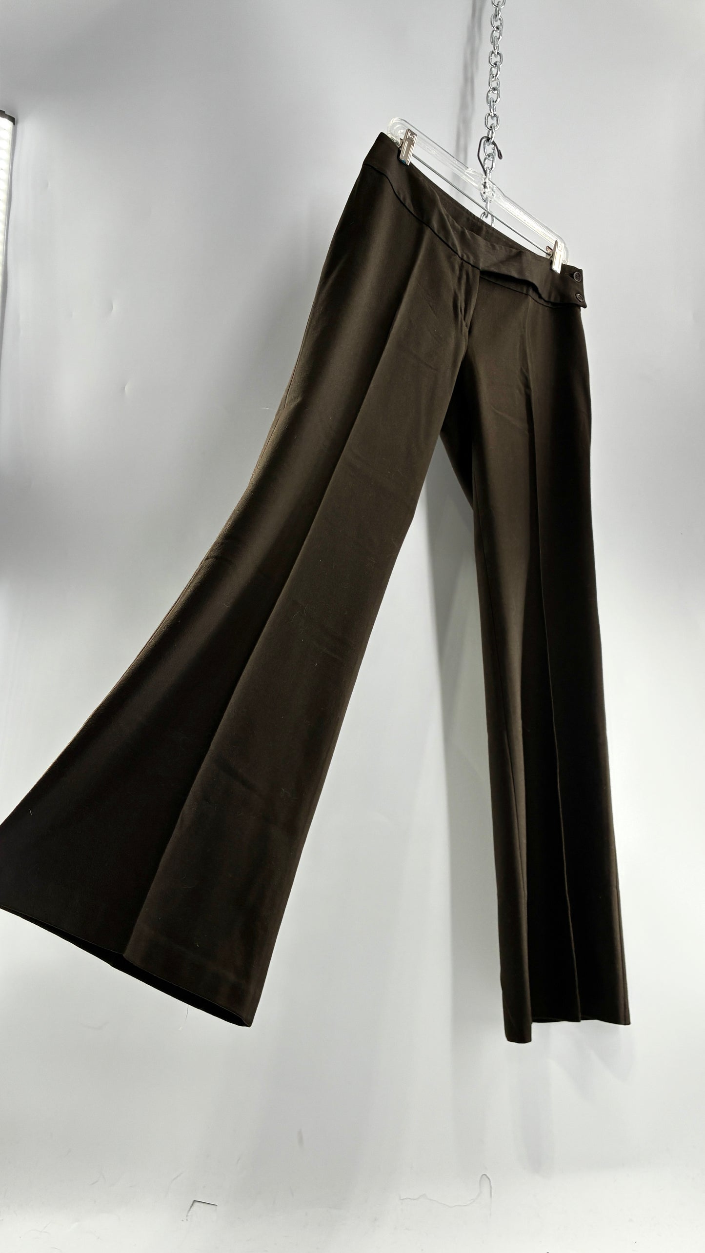Vintage United Colors of Benneton 98% Pure Virgin Wool Brown Trousers Made in Portugal (44)
